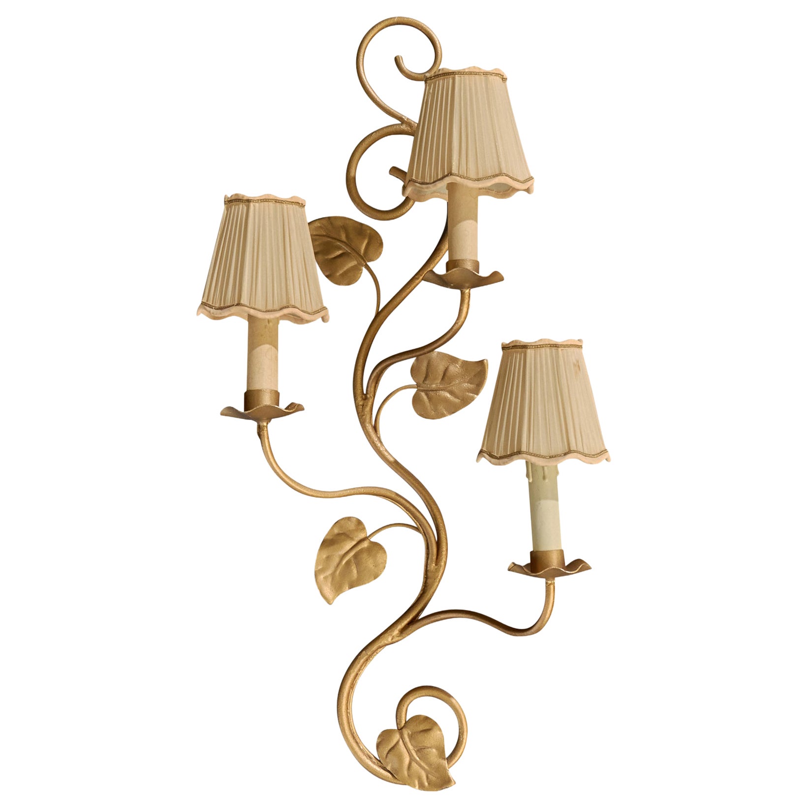 Italian Designer, Wall Light, Metal, Fabric, Italy, 1950s