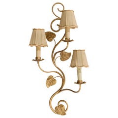 Italian Designer, Wall Light, Metal, Fabric, Italy, 1950s