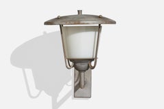 Italian Designer, Wall Light, Metal, Glass, Italy, 1940s