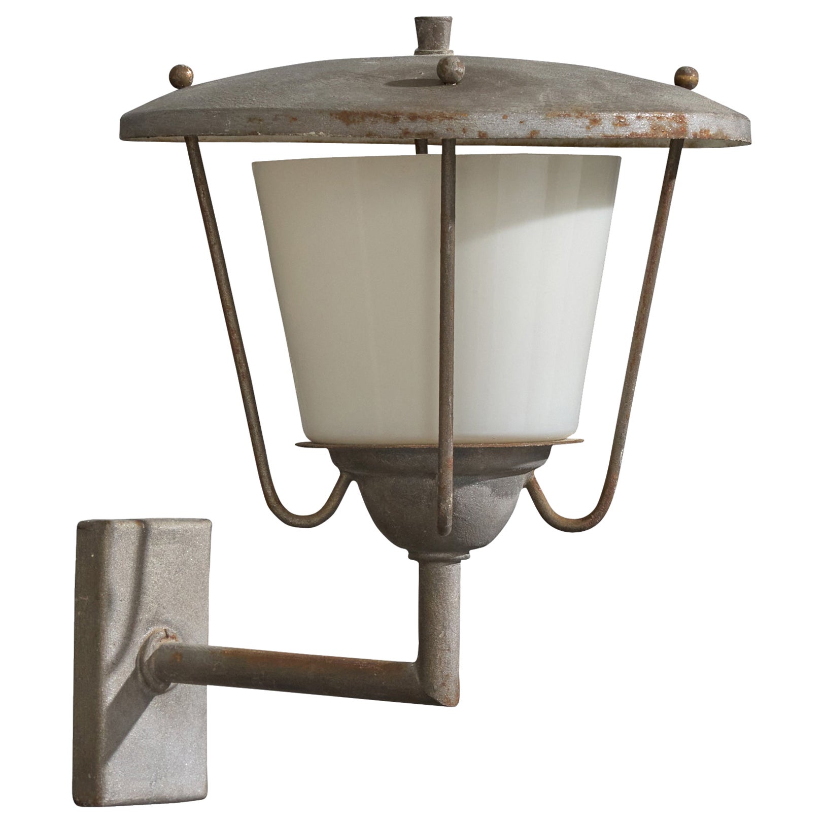 Italian Designer, Wall Light, Metal, Glass, Italy, 1940s