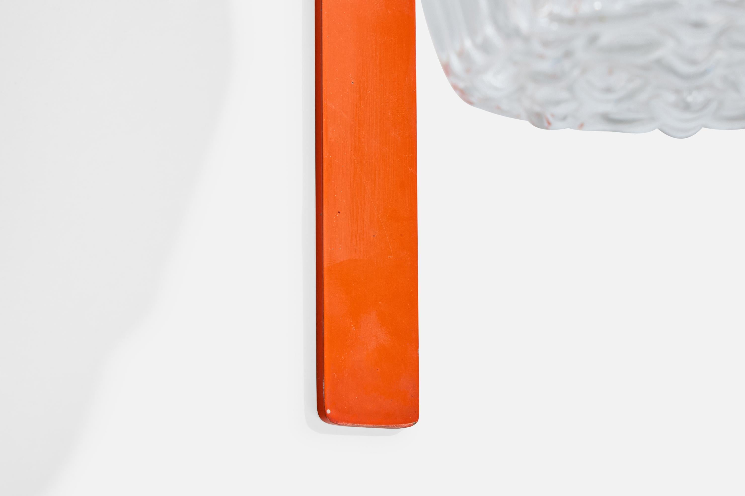 Italienischer Designer, Wandleuchte, Metall, Glas, Italien, 1970er im Angebot 2