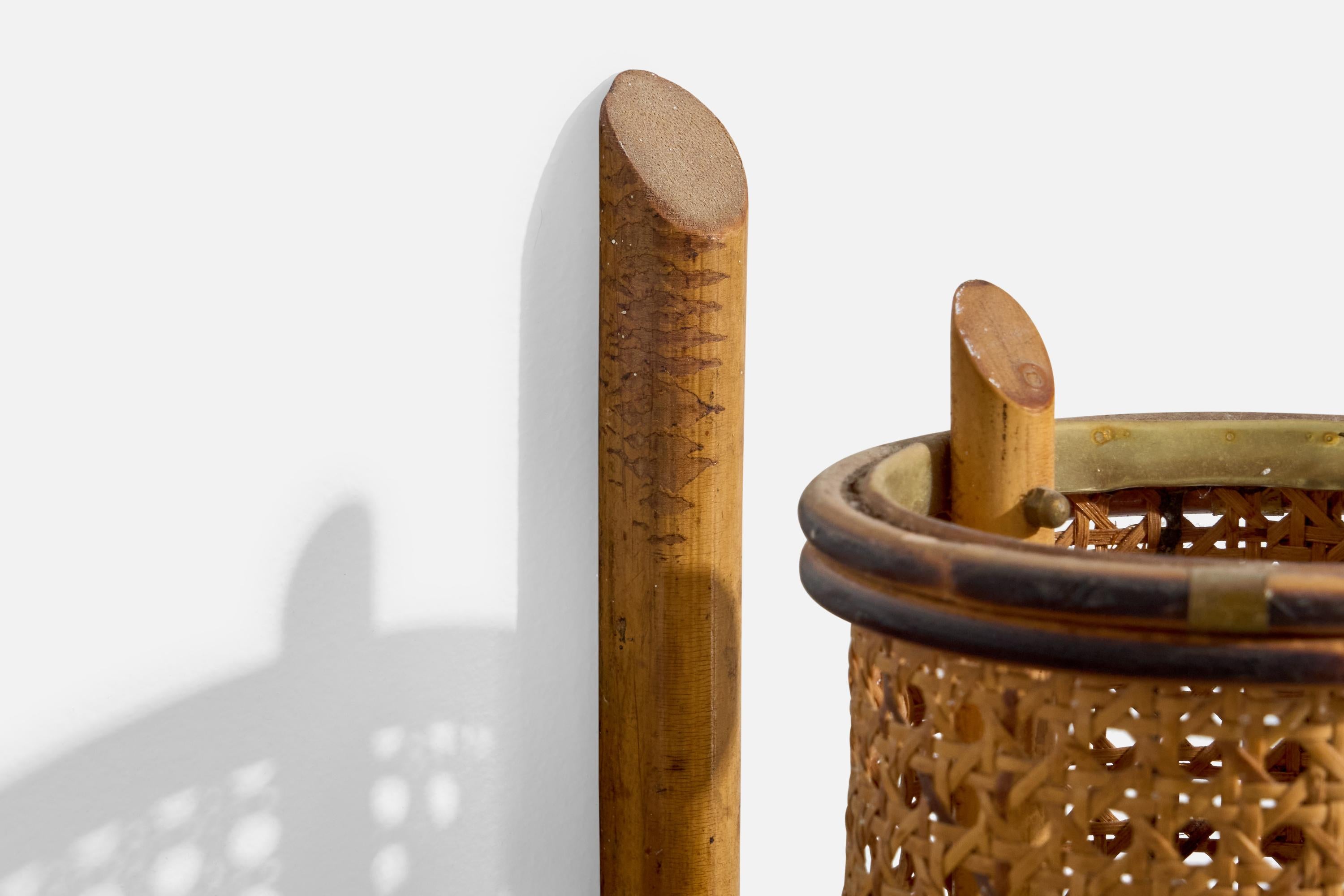 Italian Designer, Wall Lights, Bamboo, Cane, Italy, 1960s For Sale 2