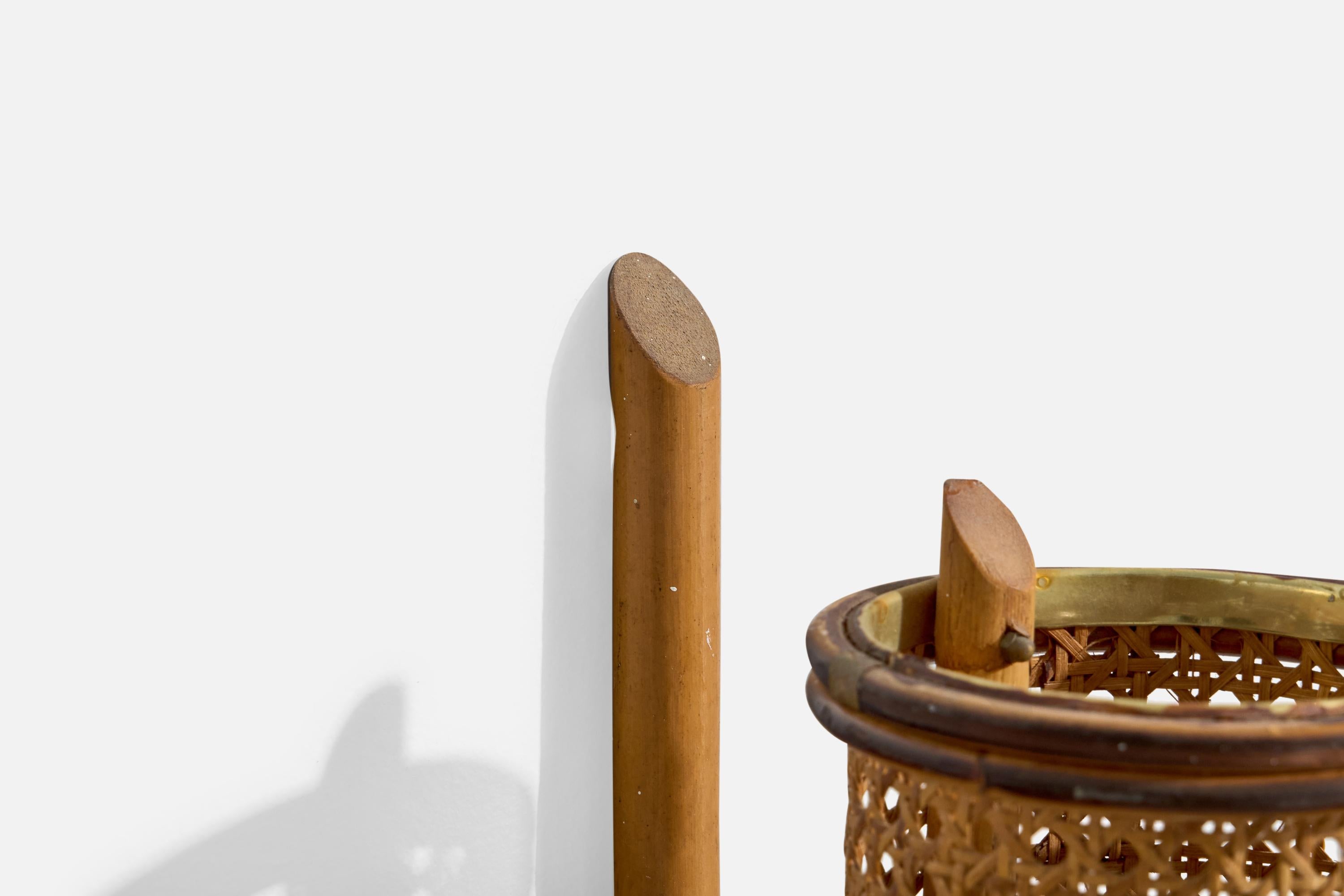 Italian Designer, Wall Lights, Bamboo, Cane, Italy, 1960s For Sale 2
