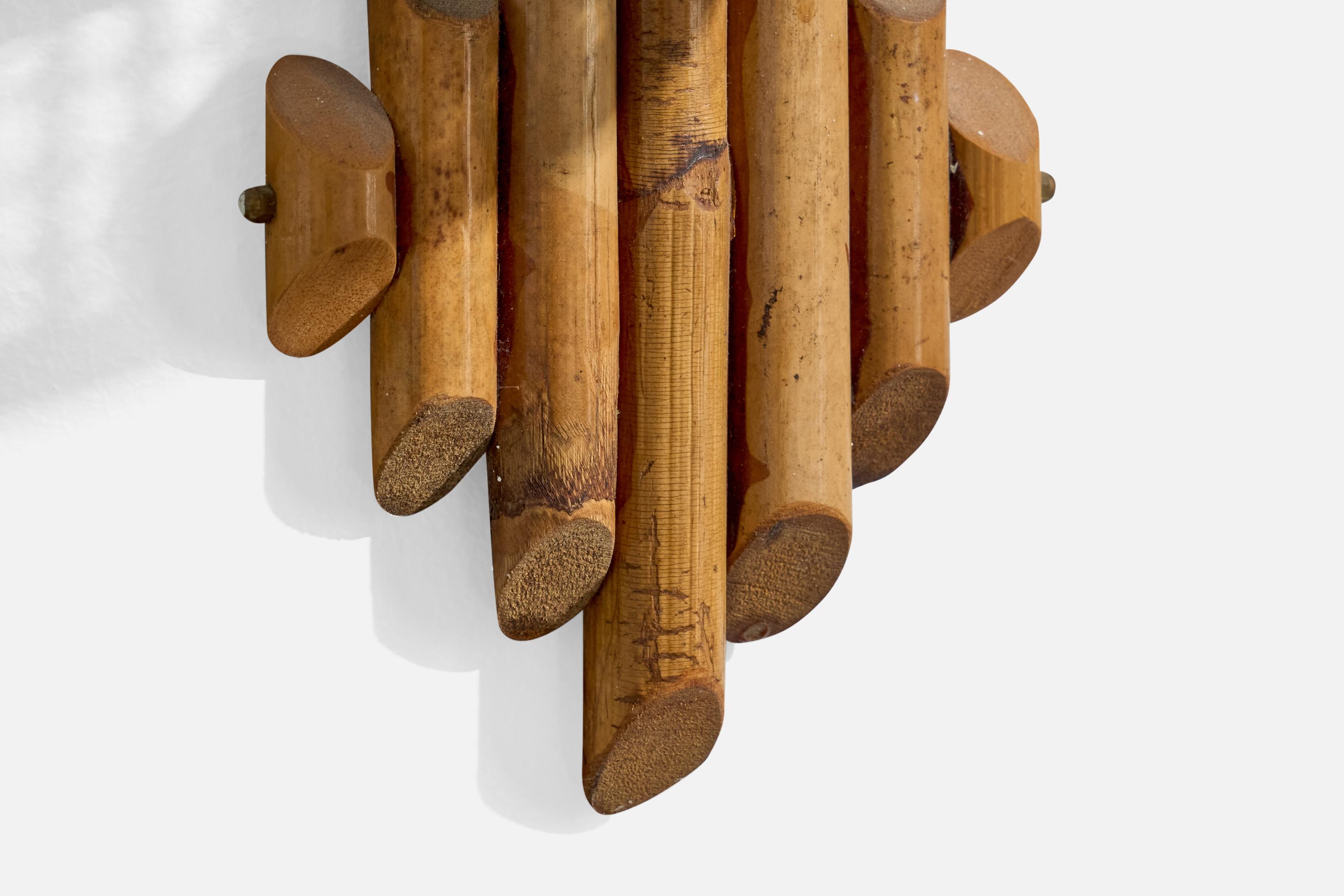 Italian Designer, Wall Lights, Bamboo, Cane, Italy, 1960s For Sale 4