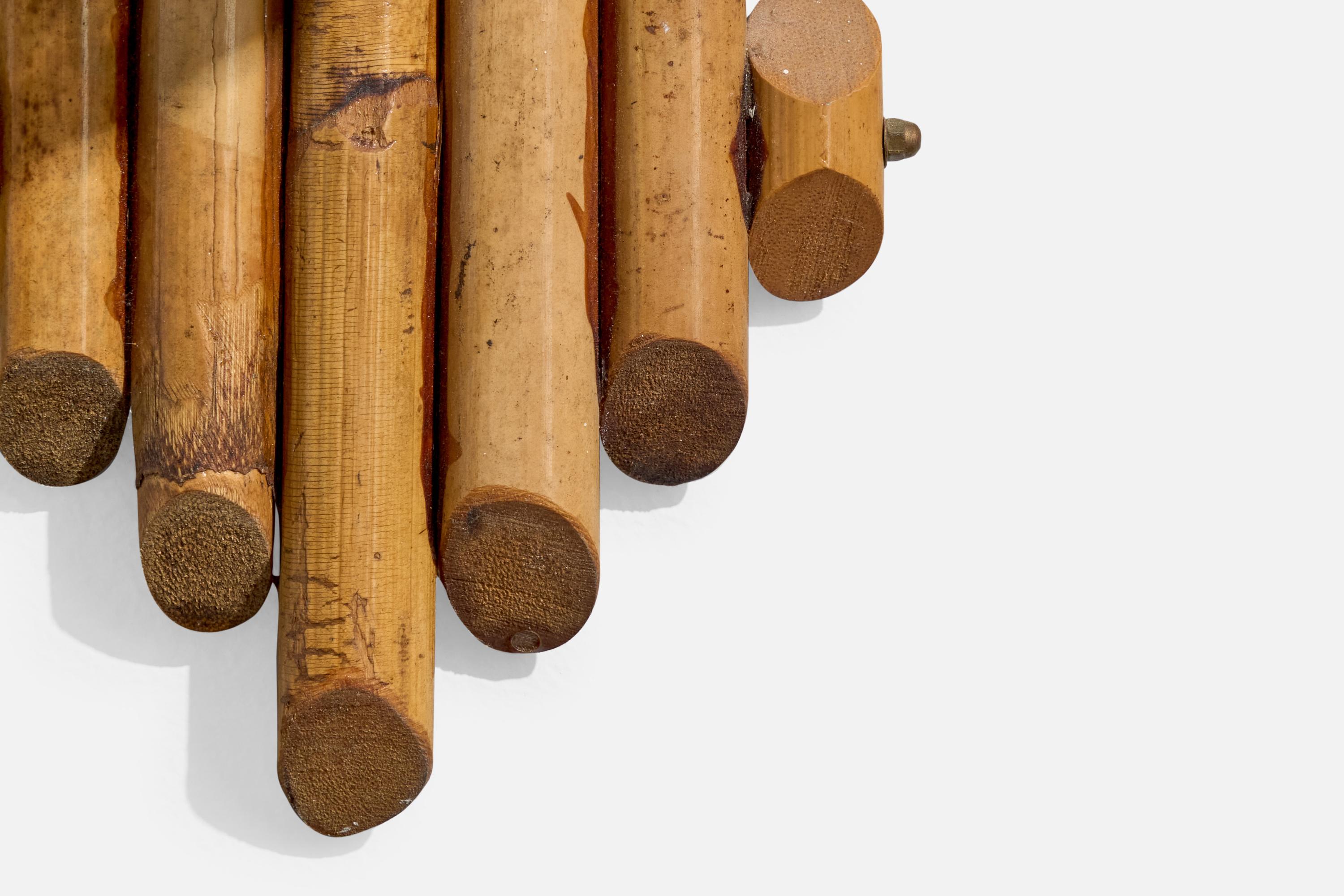Italian Designer, Wall Lights, Bamboo, Cane, Italy, 1960s For Sale 5