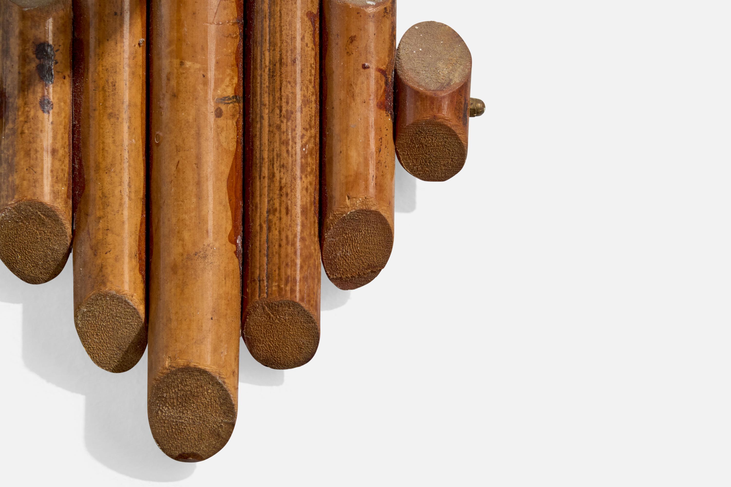 Italian Designer, Wall Lights, Bamboo, Cane, Italy, 1960s For Sale 5