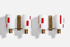 Italian Designer, Wall Lights, Brass, Acrylic, Italy, 1960s