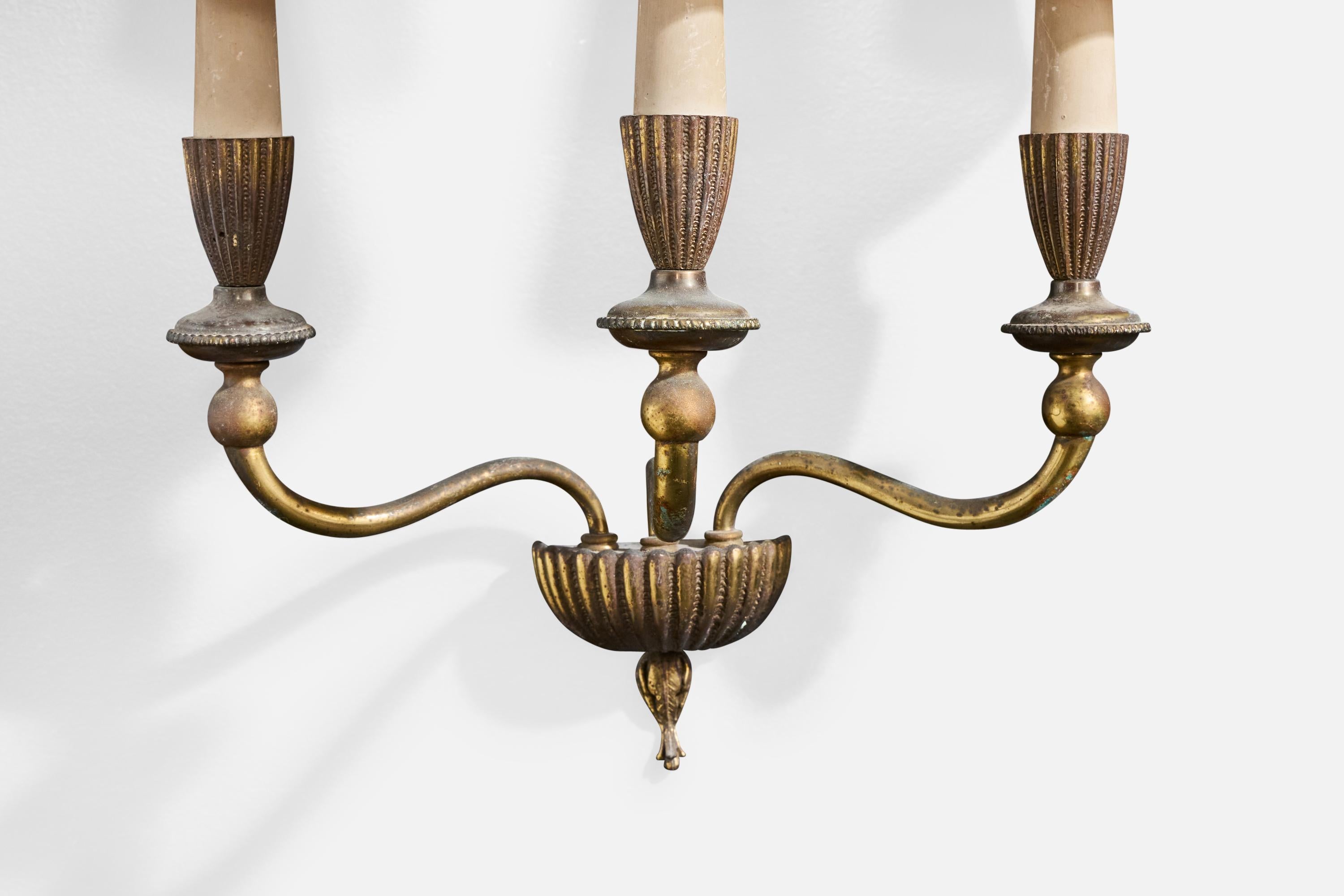 Italian Designer, Wall Lights, Brass, Bakelite, Parchment, Italy, 1930s For Sale 7