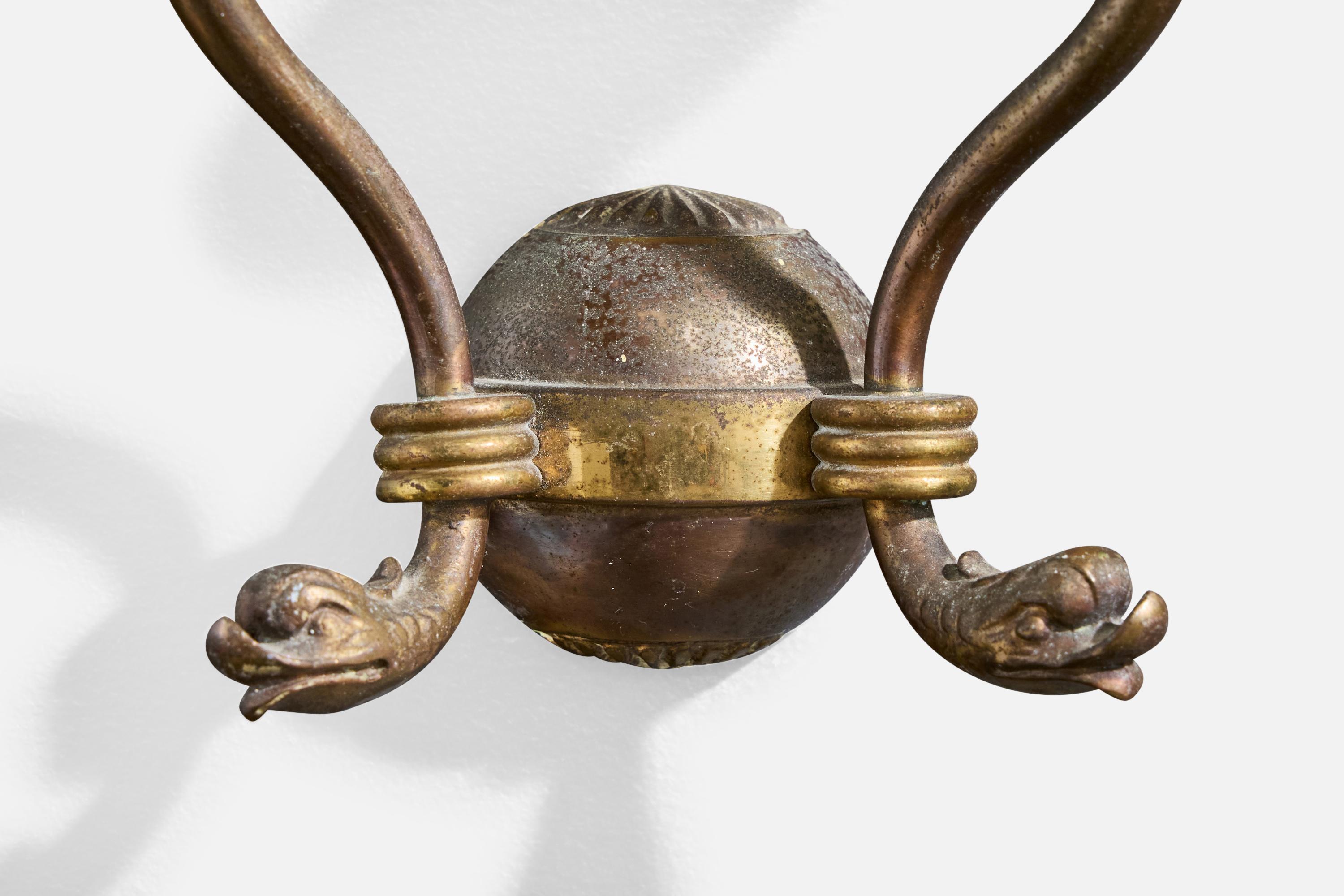 Italienischer Designer, Wandleuchten, Messing, Bakelit, Pergament, Italien, 1930er Jahre im Angebot 1