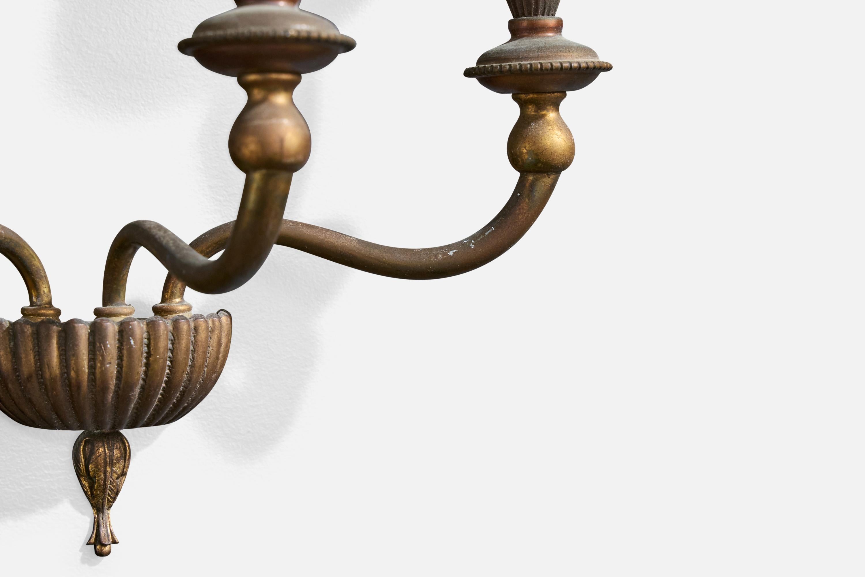 Italian Designer, Wall Lights, Brass, Bakelite, Parchment, Italy, 1930s For Sale 5