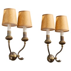 Italian Designer, Wall Lights, Brass, Bakelite, Parchment, Italy, 1930s Italian Designer, Wall Lights, Brass, Bakelite, Parchment, Italy, 1930s