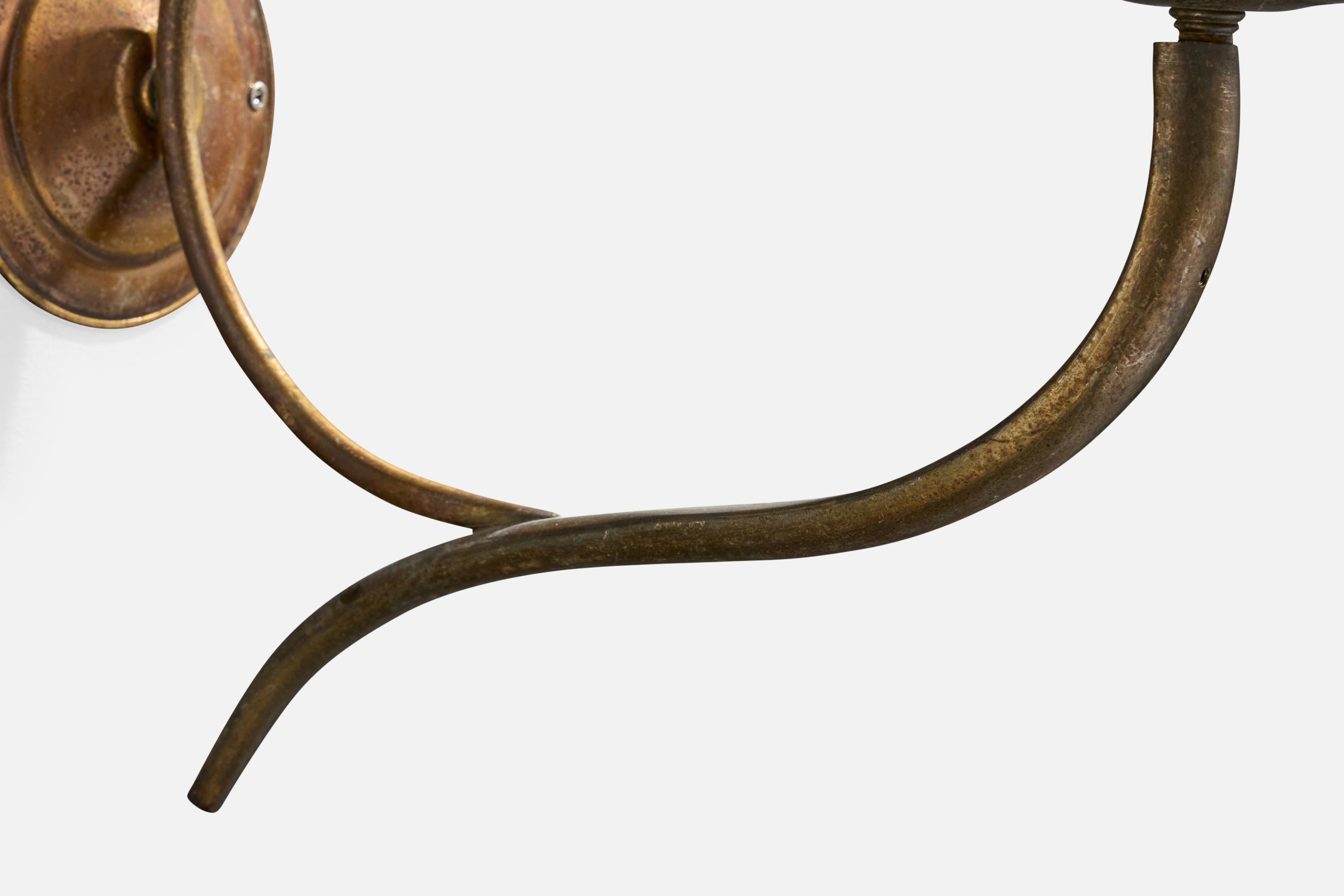 Designer italien, Lights murales, laiton, tissu, Italie, années 1930 en vente 1