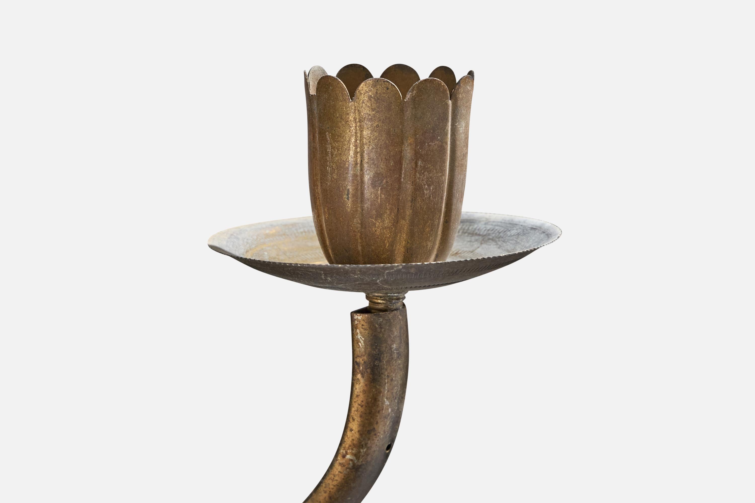 Italian Designer, Wall Lights, Brass, Fabric, Italy, 1930s For Sale 3