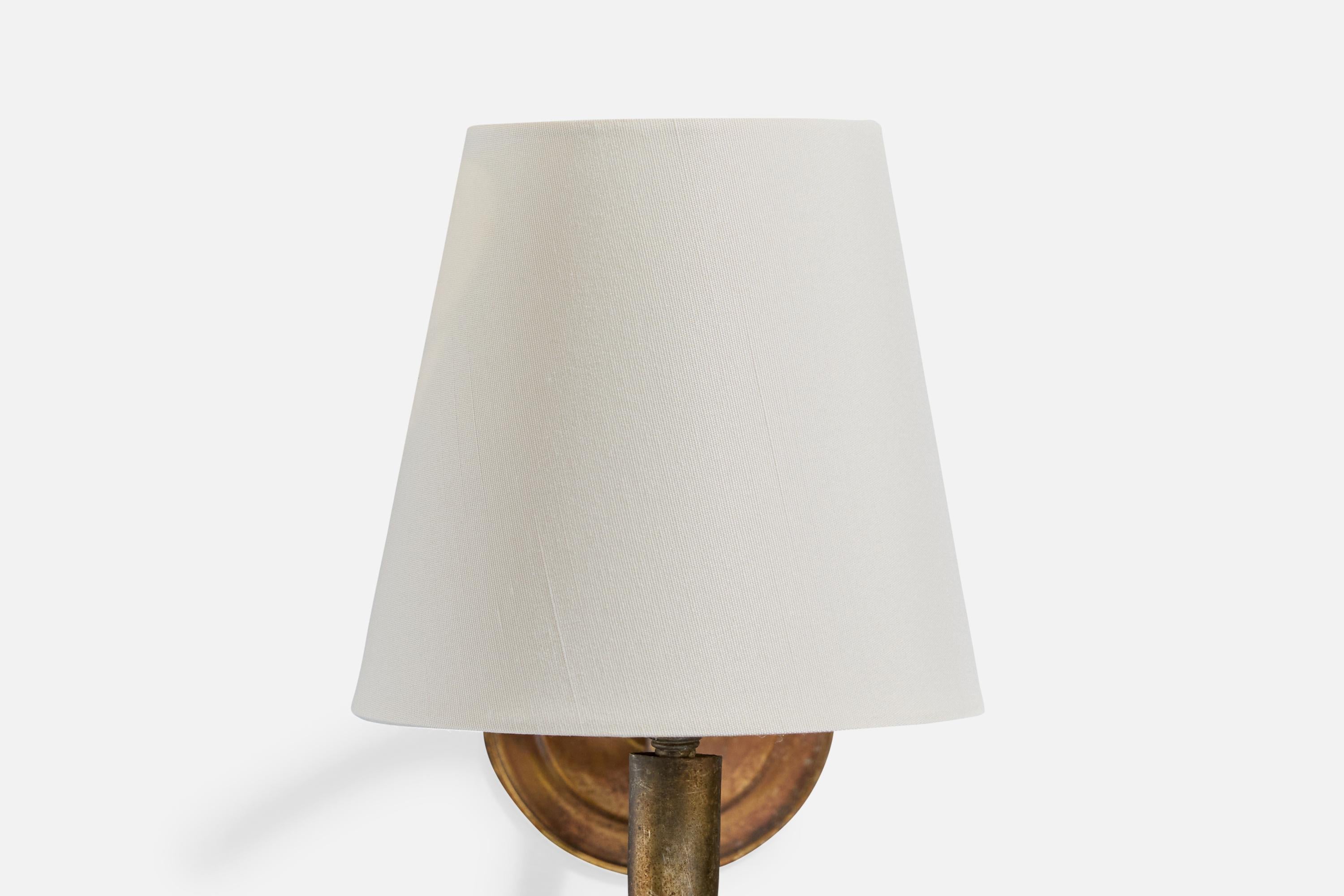 Designer italien, Lights murales, laiton, tissu, Italie, années 1930 en vente 3