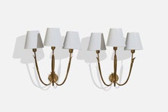 Diseñador italiano, Apliques, Latón, Tela, Italia, Década de 1940