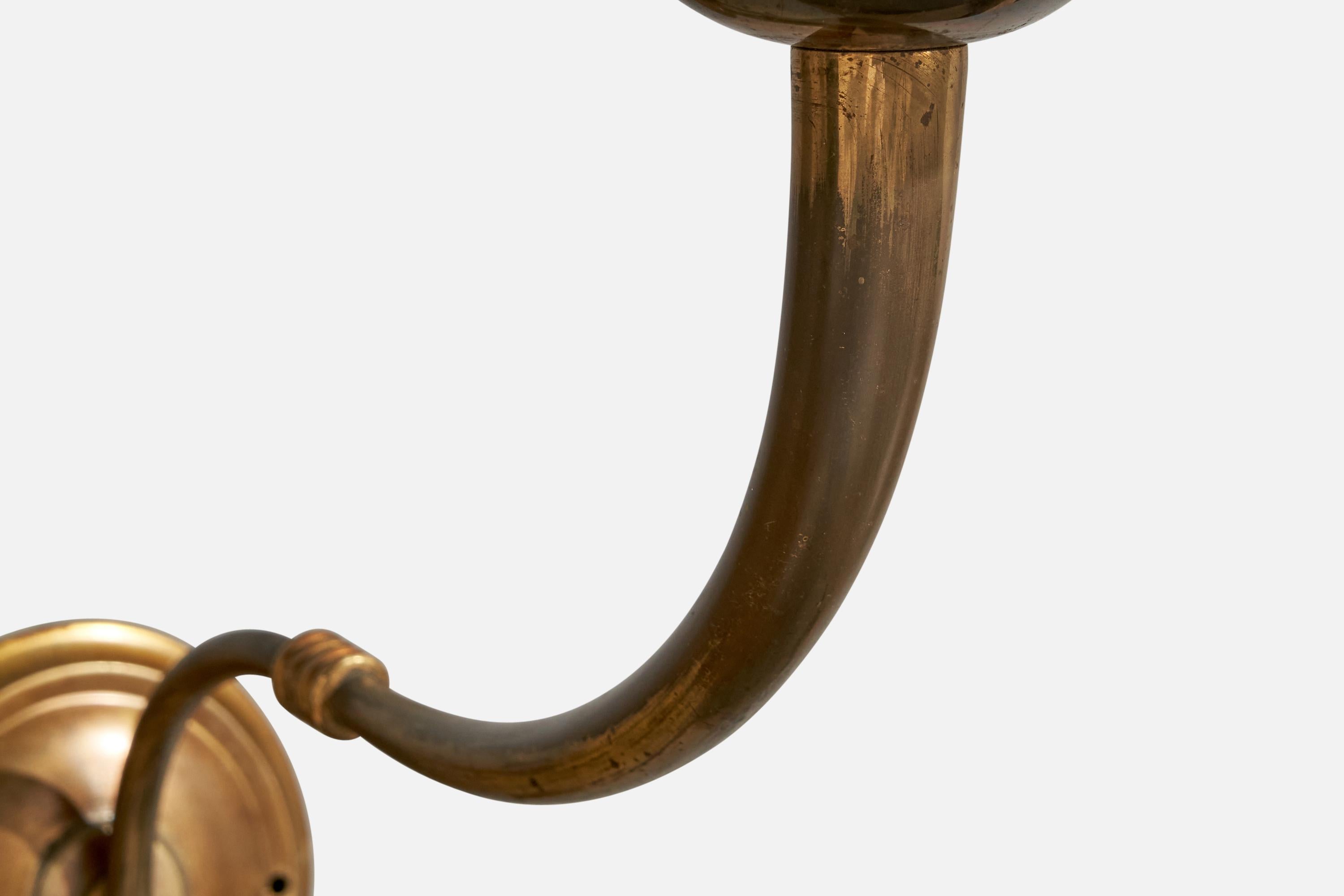Italian Designer, Wall Lights, Brass, Fabric, Italy, 1940s For Sale 2