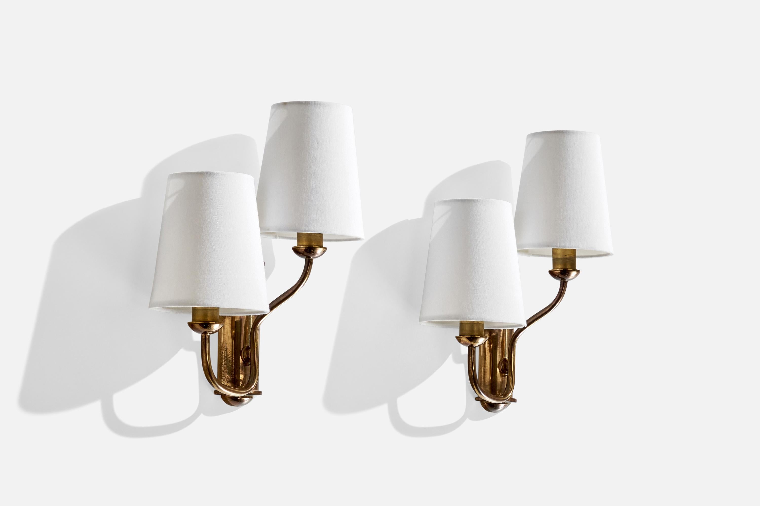 Mid-Century moderno Designer italiano, Luci da parete, Ottone, Fabrice, Italia, anni '50 in vendita