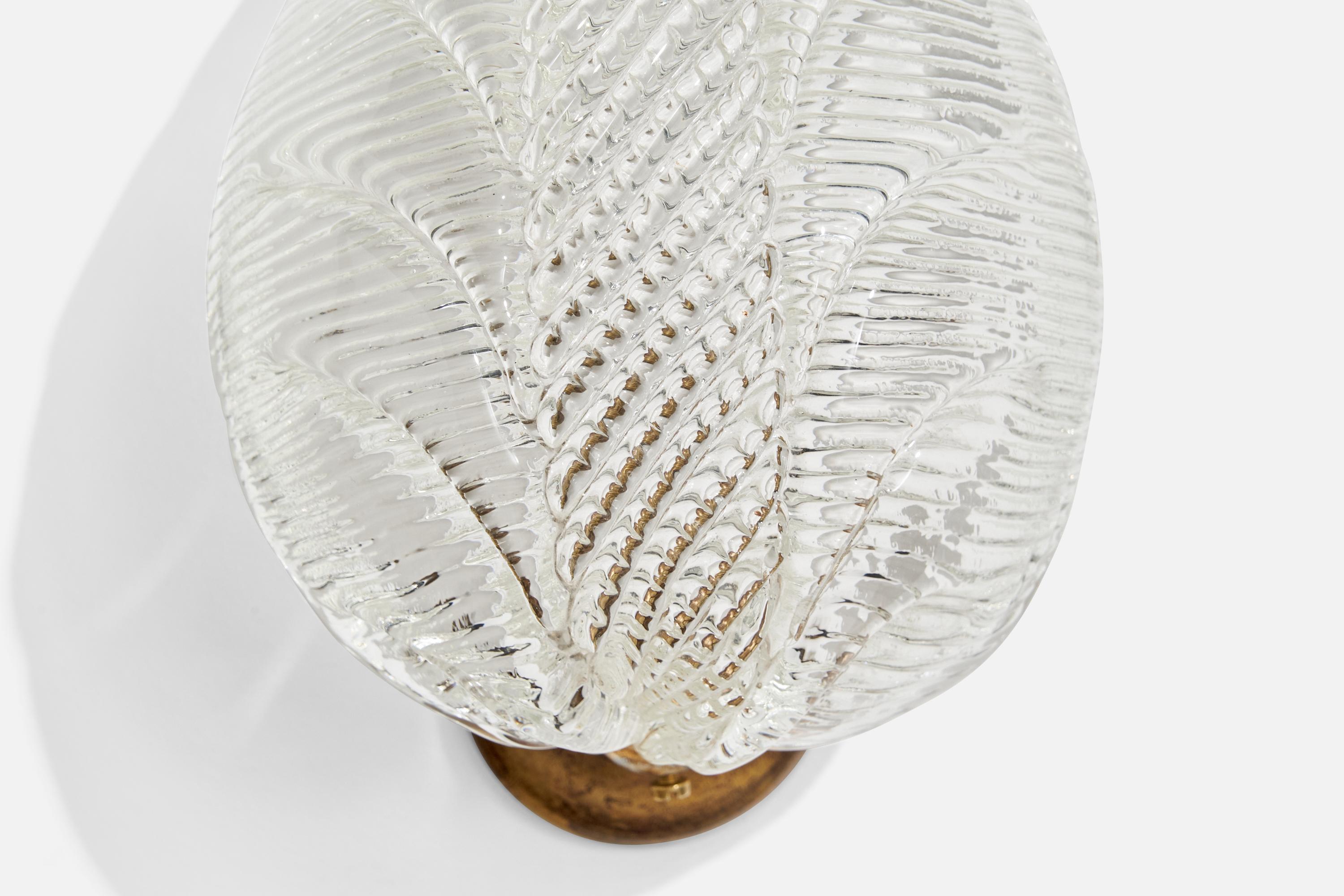 Italian Designer, Wall Lights, Brass, Glass, Italy, 1940s 7