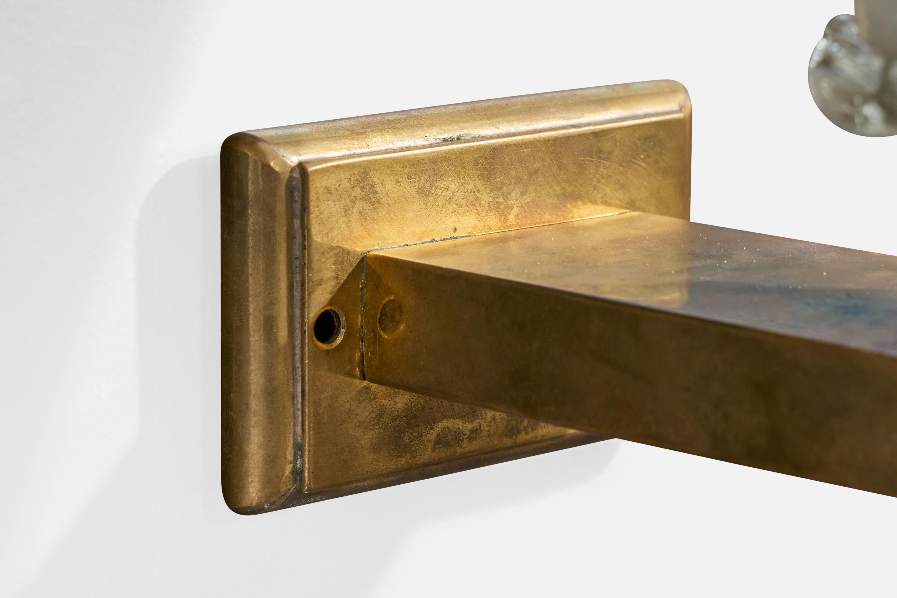 Designer italiano, Applique, Ottone, Vetro, Italia, anni '40 in vendita 1