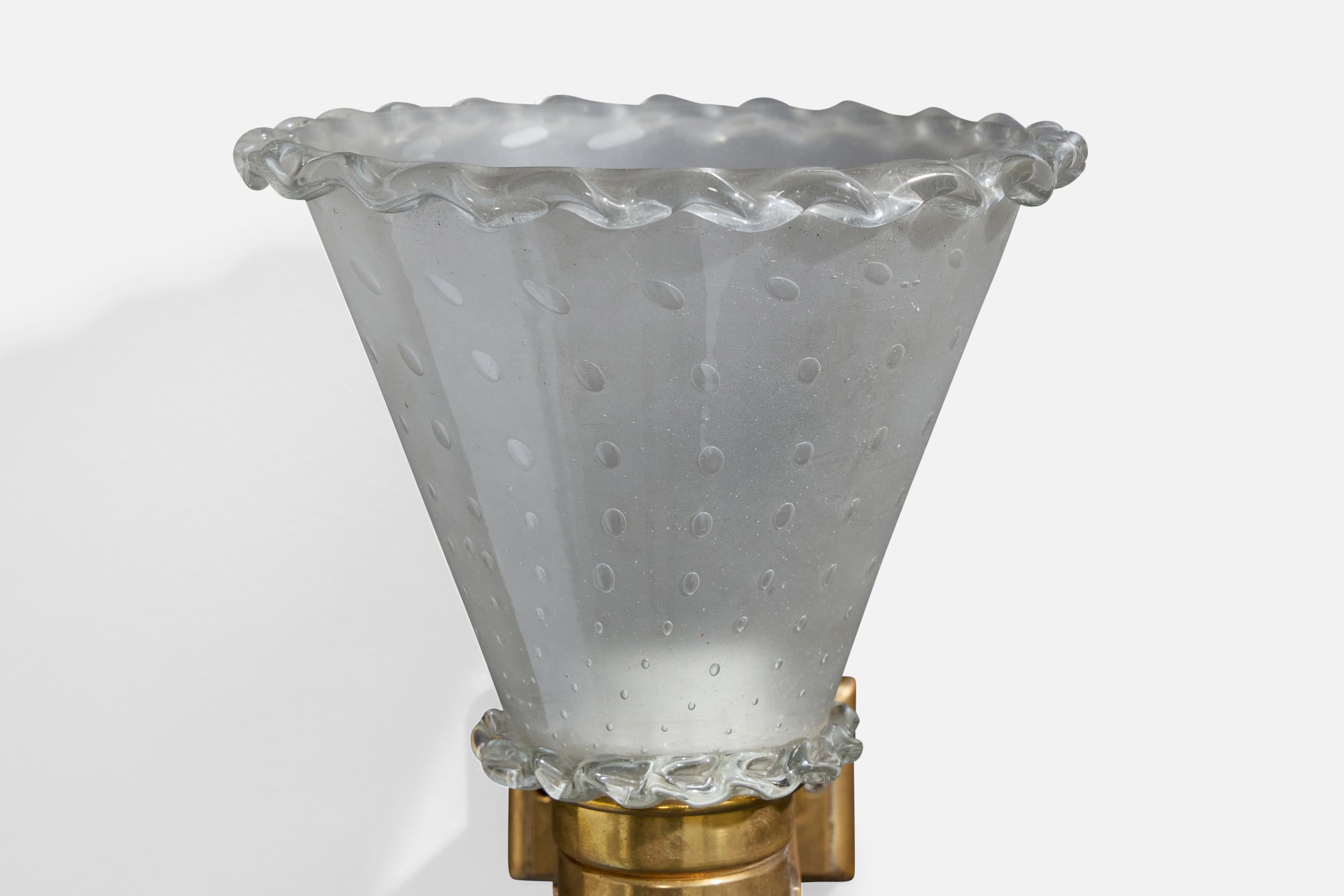 Designer italiano, Applique, Ottone, Vetro, Italia, anni '40 in vendita 3