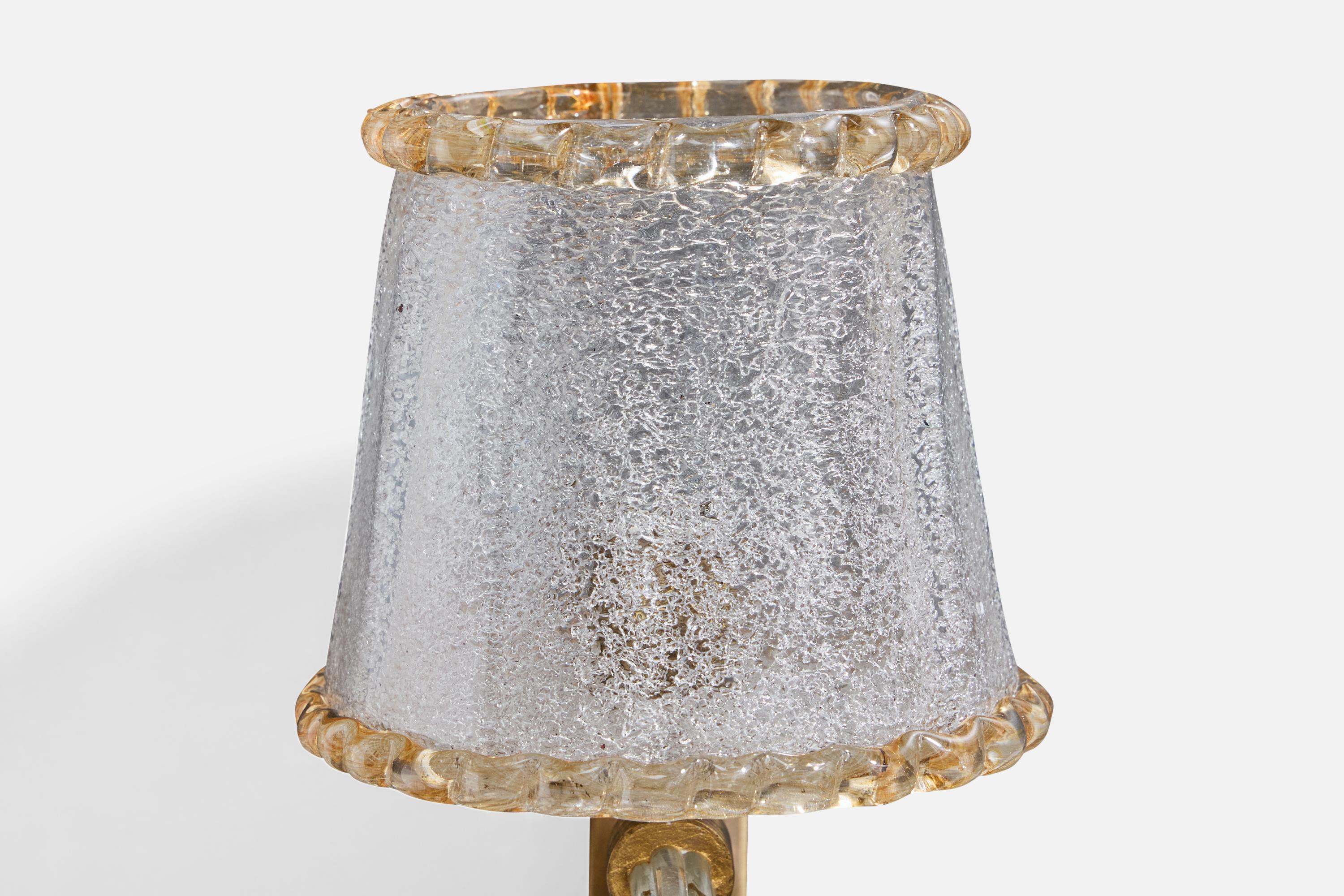 Designer italien, Wall Lights, laiton, verre, Italie, années 1940 en vente 2