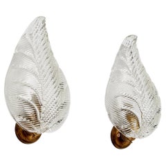 Italian Designer, Wall Lights, Brass, Glass, Italy, 1940s