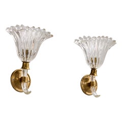 Designer italien, Wall Lights, laiton, verre, Italie, années 1940