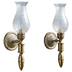 Diseñador italiano, Apliques, Latón, Vidrio, Italia, Década de 1940