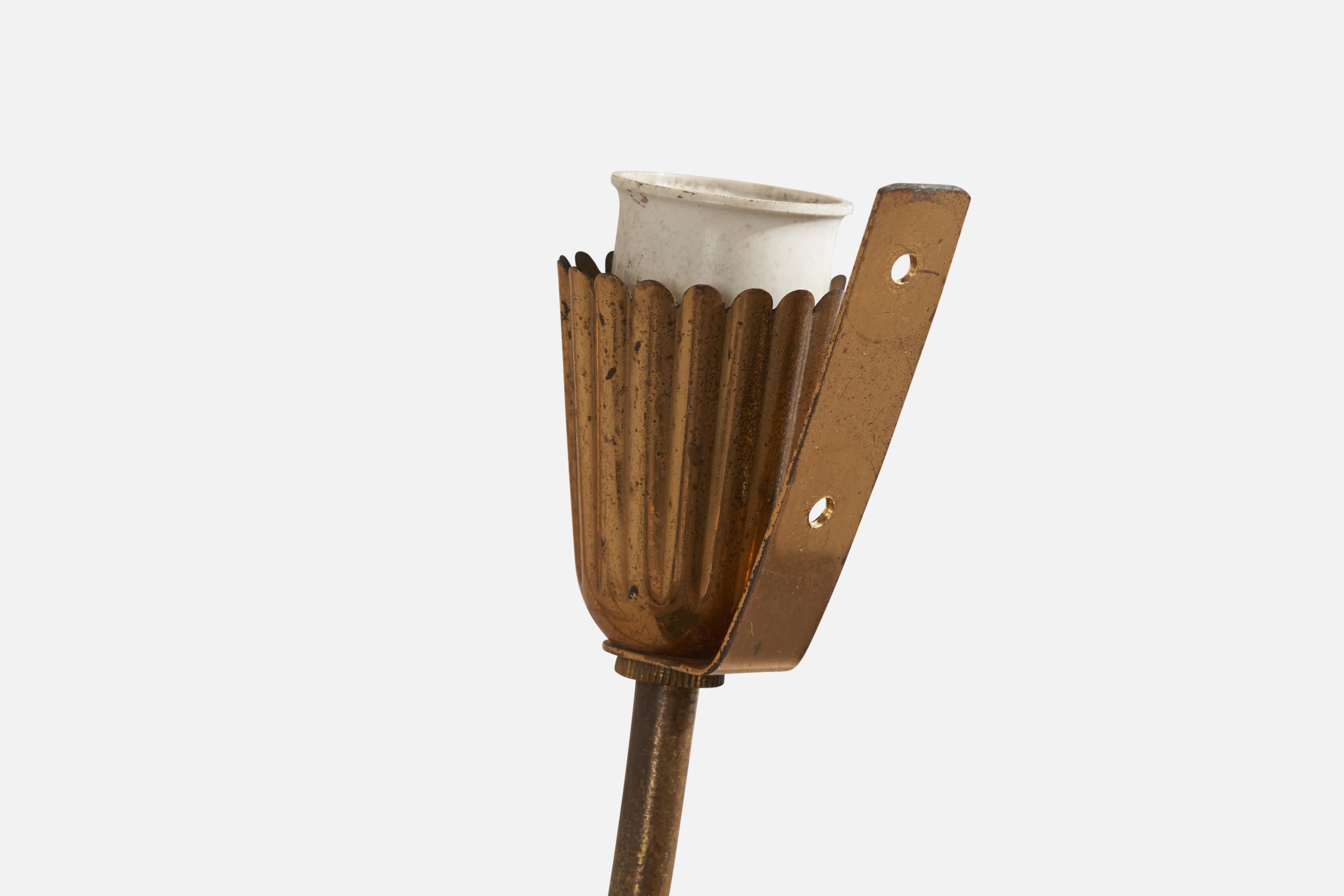 Designer italien, Wall Lights, laiton, verre, Italie, années 1950 en vente 5