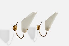 Designer italiano, Luci da parete, Ottone, Vetro, Italia, anni '50