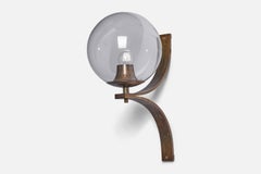 Italian Designer, Wall Lights, Brass, Glass, Italy, 1960s