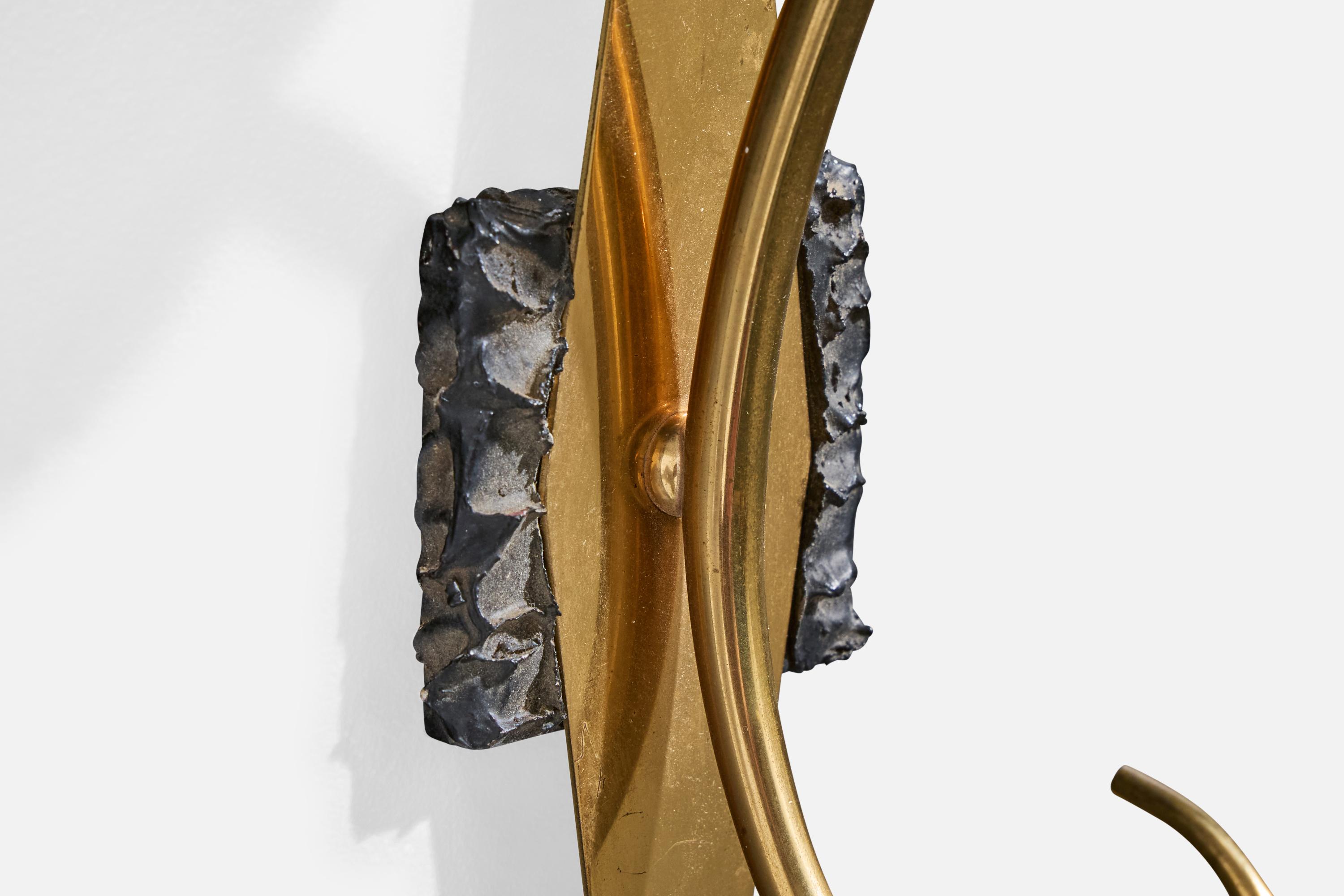 Designer italiano, Luci da parete, Ottone, Vetro, Metallo, Italia, anni '50 in vendita 2