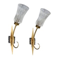 Designer italien, Design-Light, laiton, verre, métal, Italie, années 1950