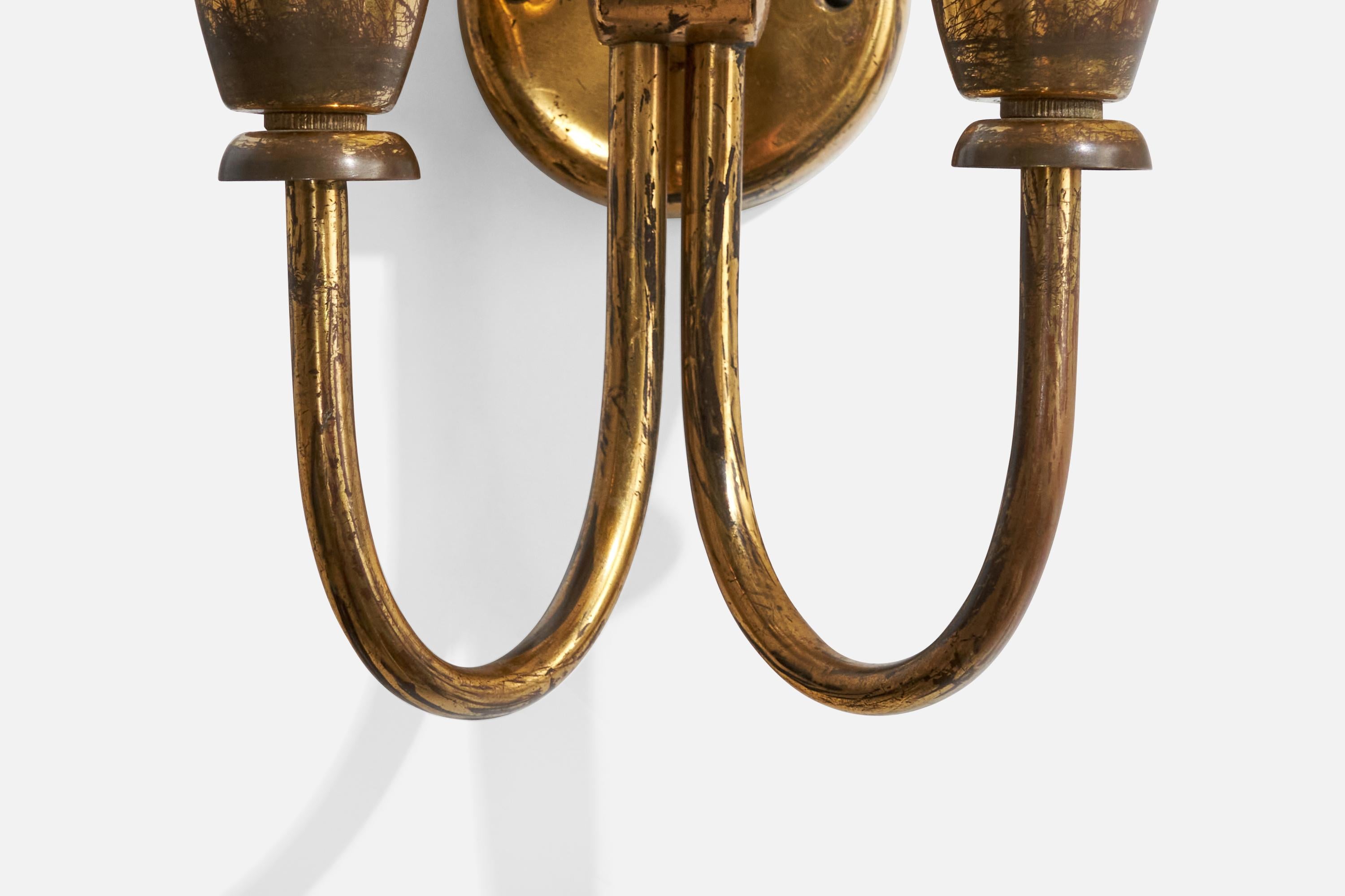 Italian Designer, Wall Lights, Brass, Italy, 1930s 2