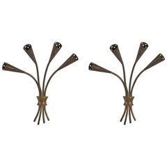 Italian Designer, Wall Lights, Brass, Italy, 1940s