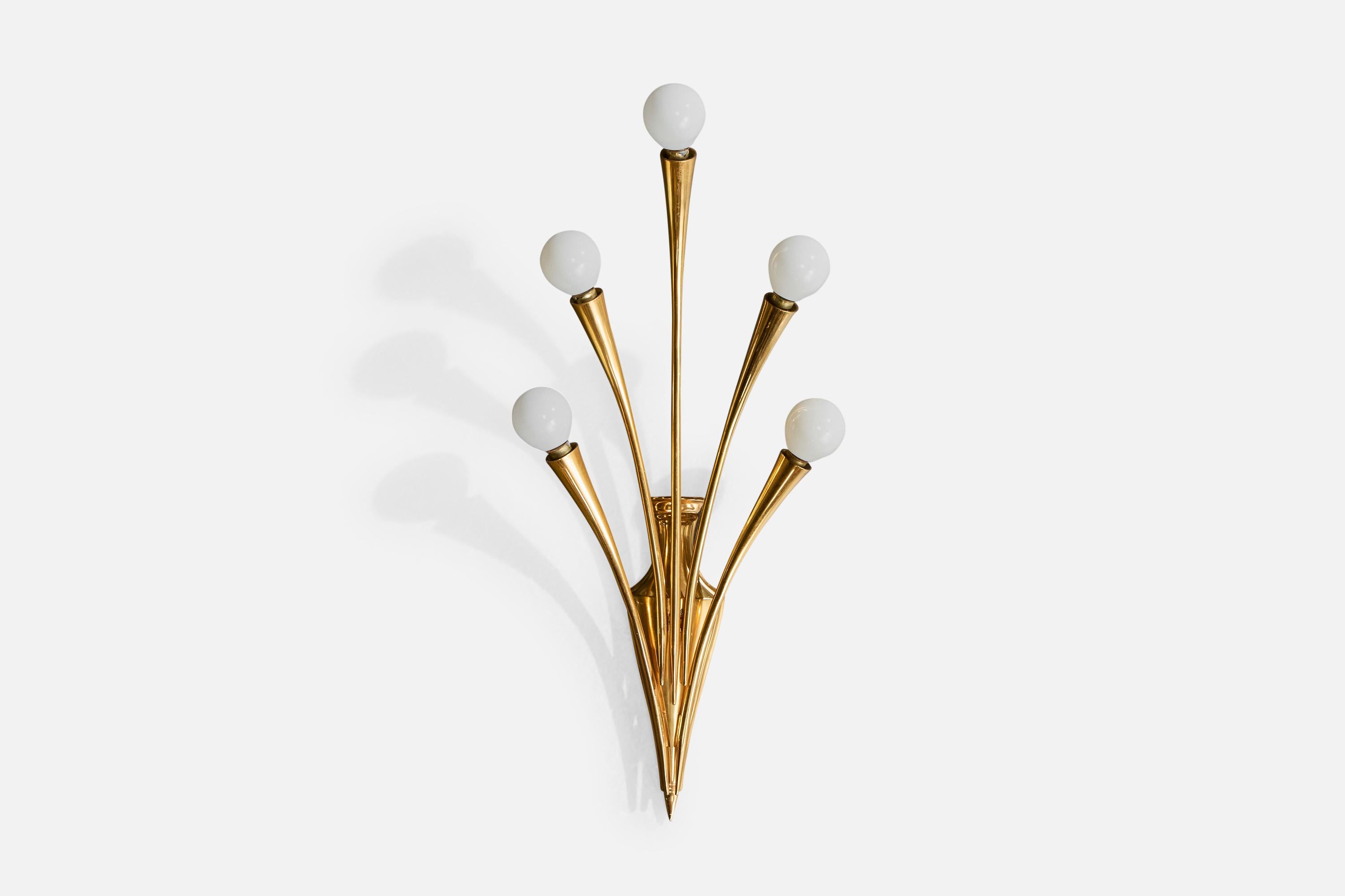 Italienischer Designer, Wandleuchten, Messing, Italien, 1950er Jahre im Zustand „Gut“ im Angebot in High Point, NC