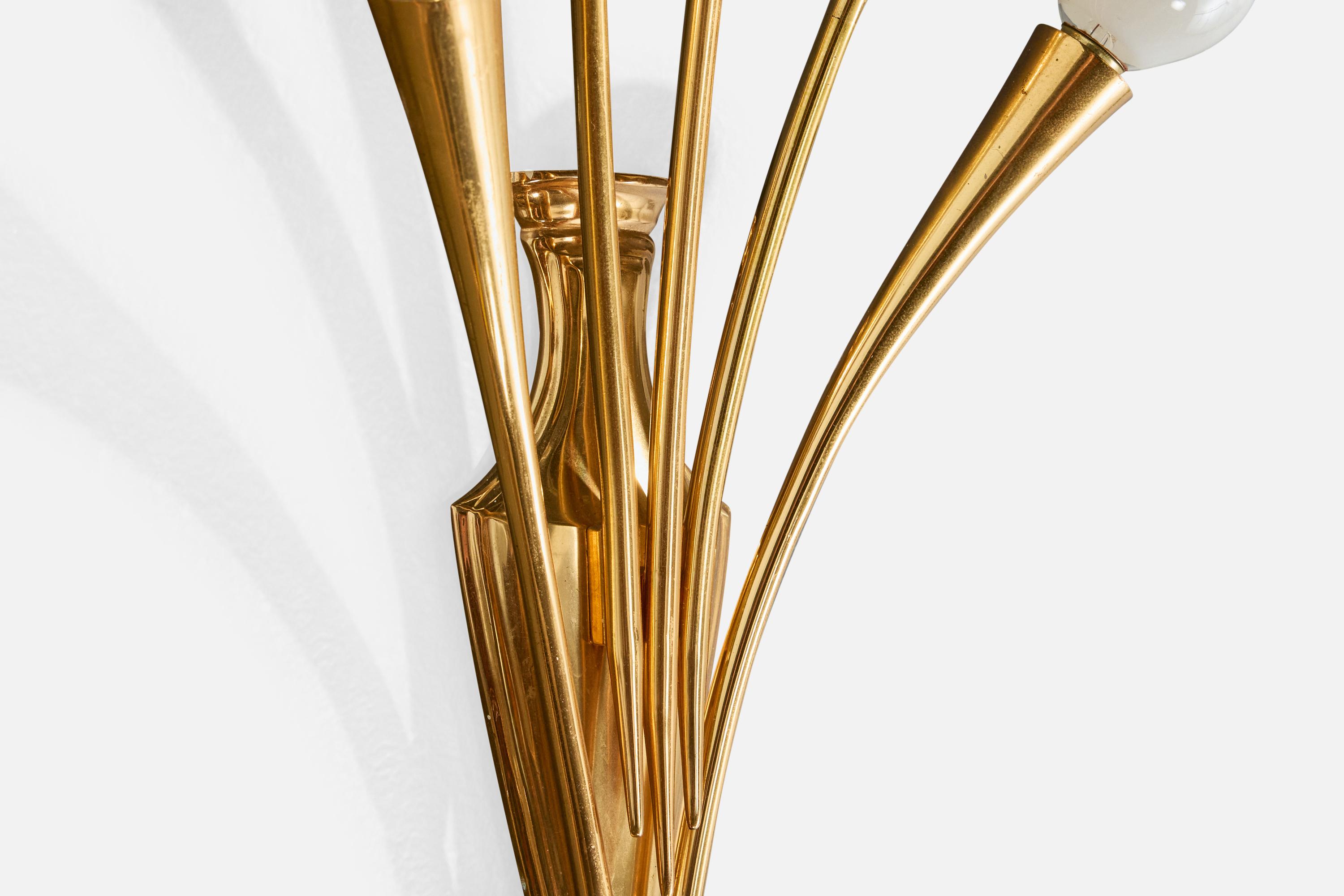 Italienischer Designer, Wandleuchten, Messing, Italien, 1950er Jahre im Angebot 2