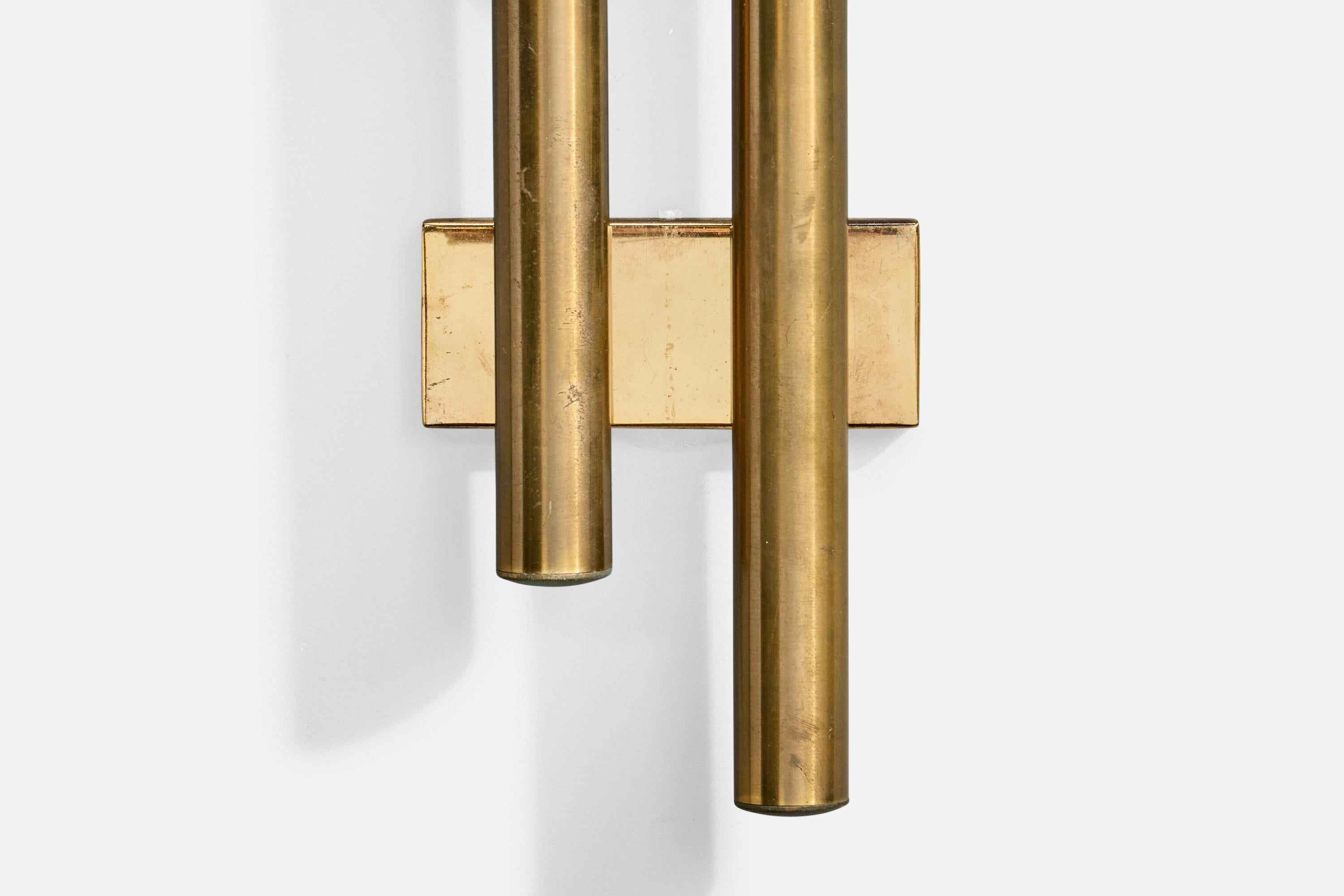 Italian Designer, Wall Lights, Brass, Italy, 1960s For Sale 1
