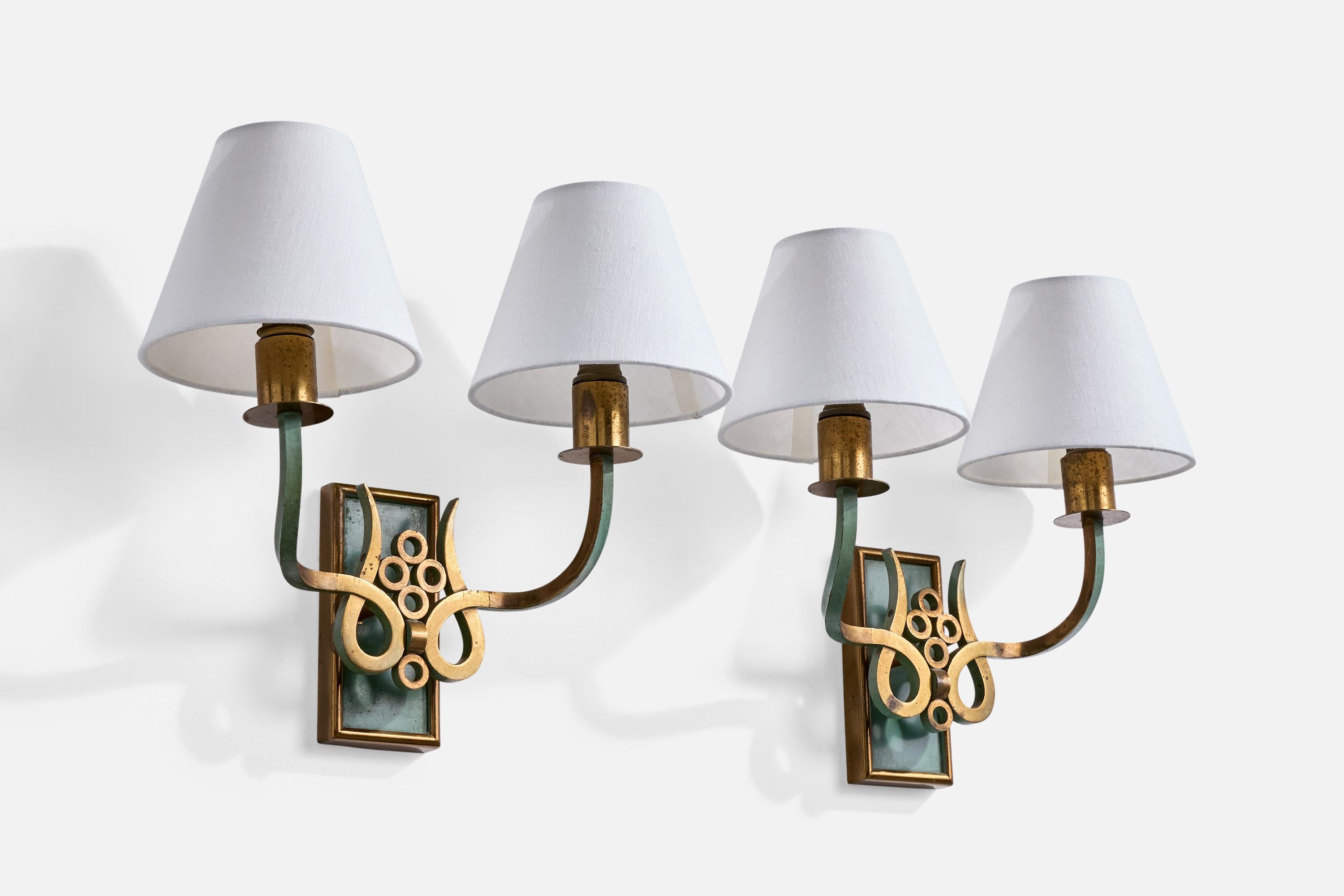 Design/One, Lights, laiton, métal, tissu, Italie, années 1930 Bon état - En vente à High Point, NC