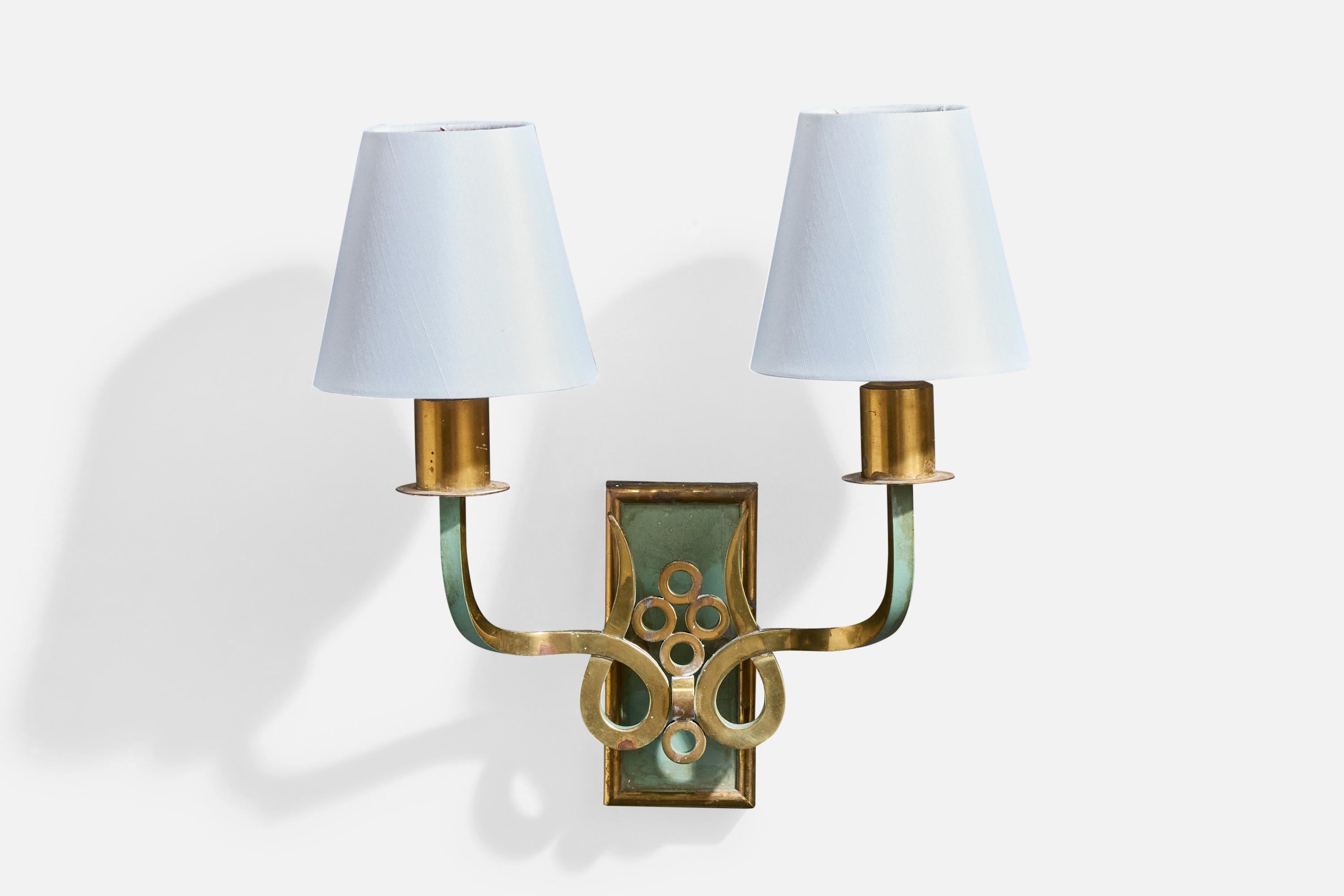 Design/One, Lights, laiton, métal, tissu, Italie, années 1930 Bon état - En vente à High Point, NC