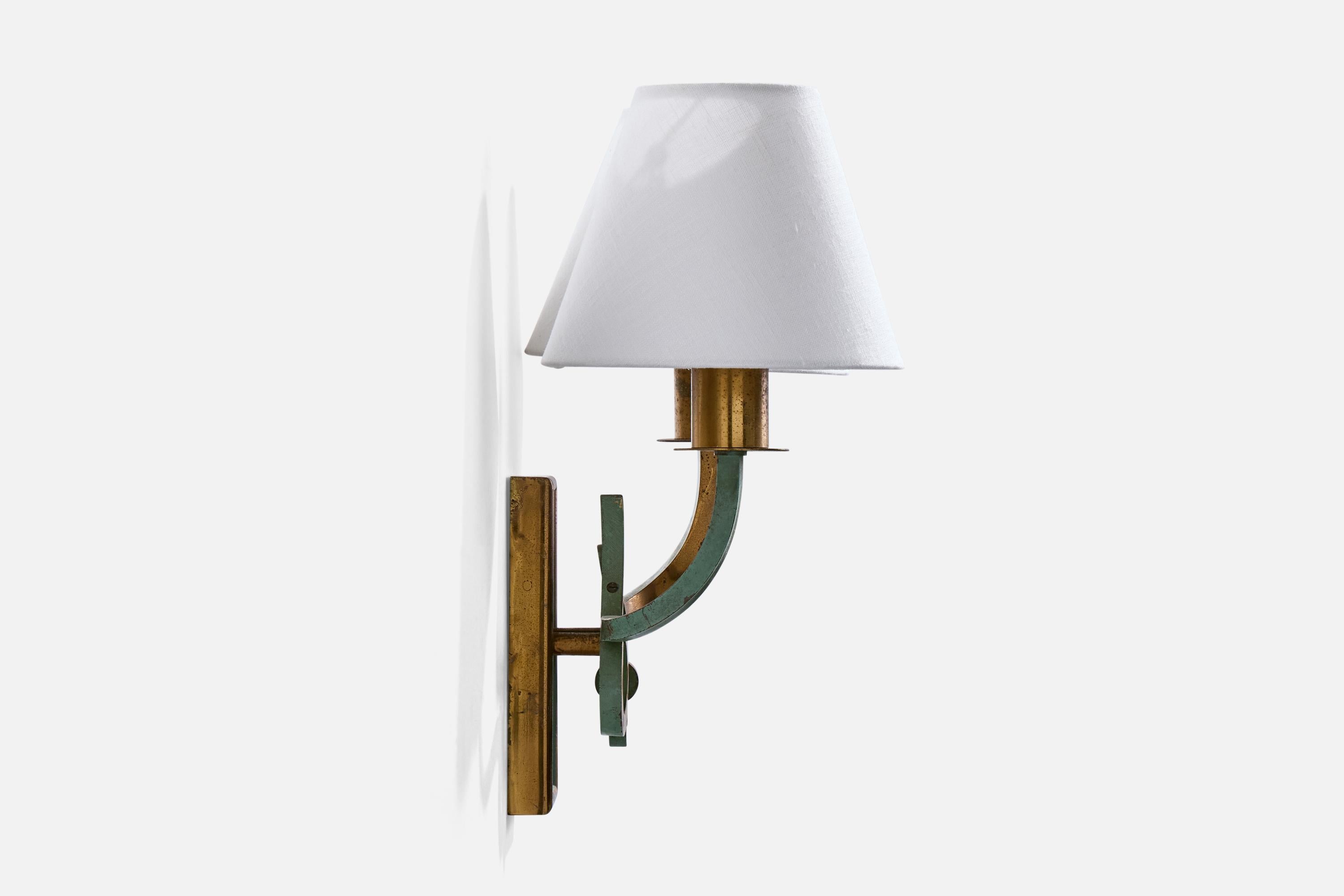 Métal Design/One, Lights, laiton, métal, tissu, Italie, années 1930 en vente
