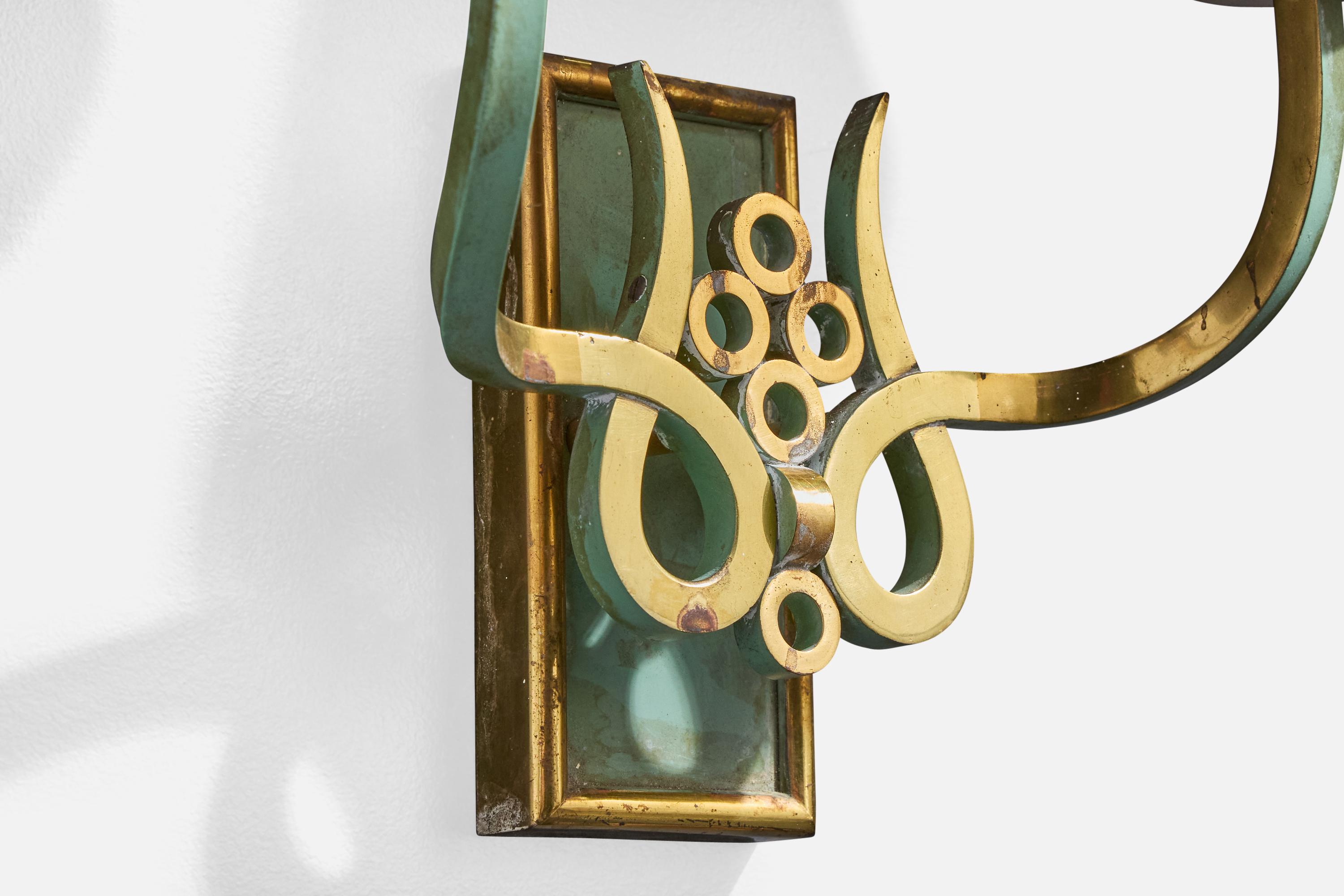 Métal Design/One, Lights, laiton, métal, tissu, Italie, années 1930 en vente