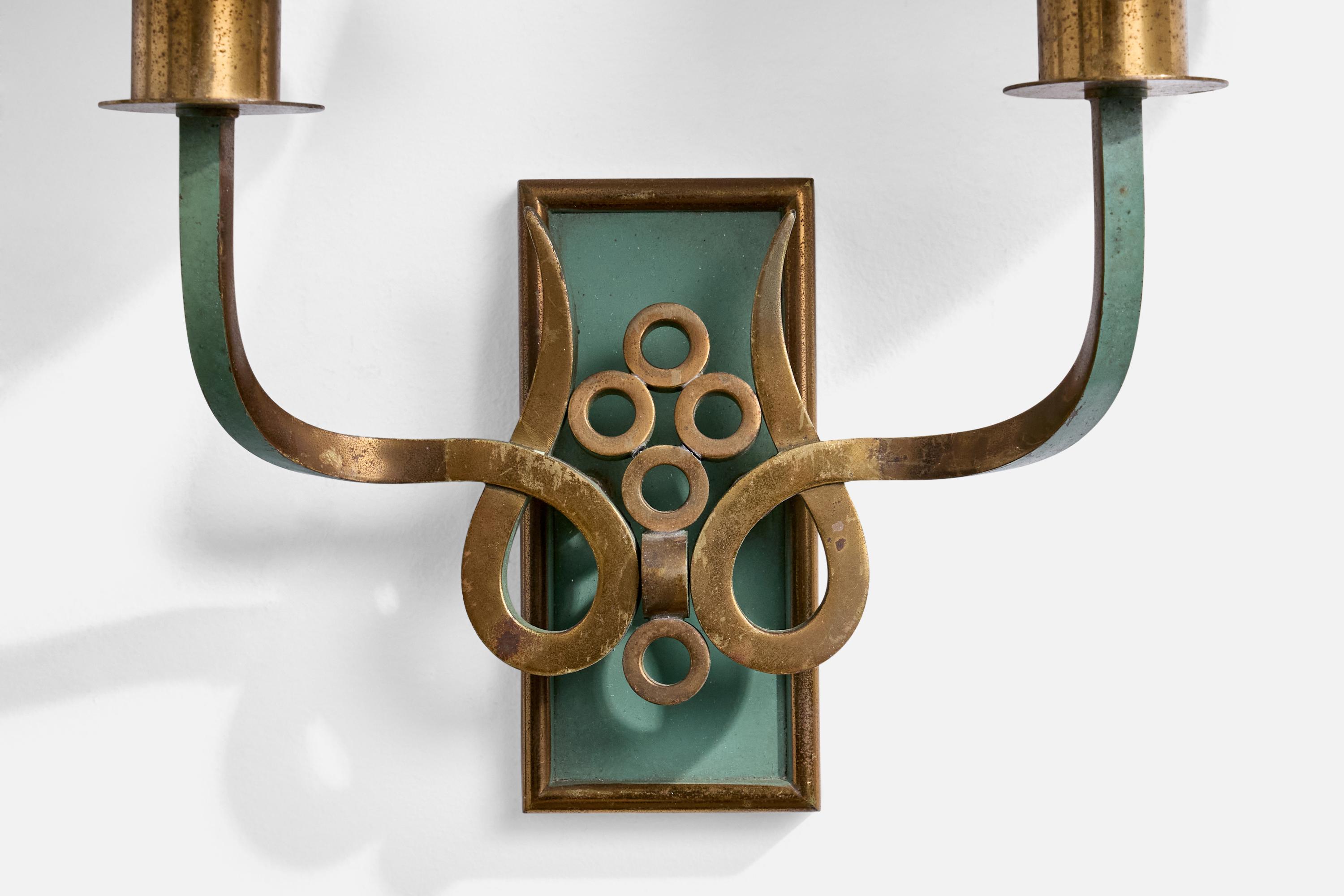 Design/One, Lights, laiton, métal, tissu, Italie, années 1930 en vente 1