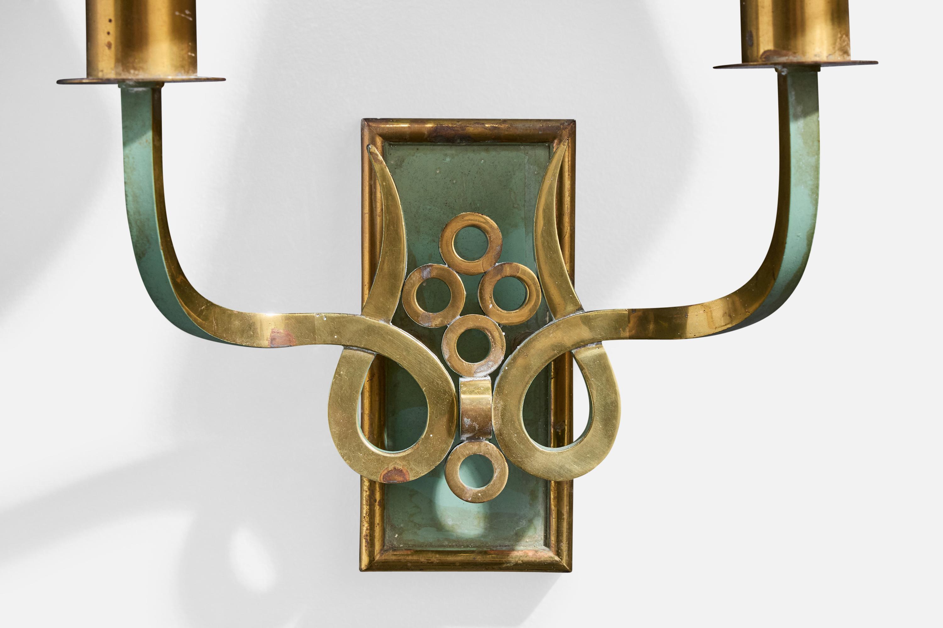 Design/One, Lights, laiton, métal, tissu, Italie, années 1930 en vente 1