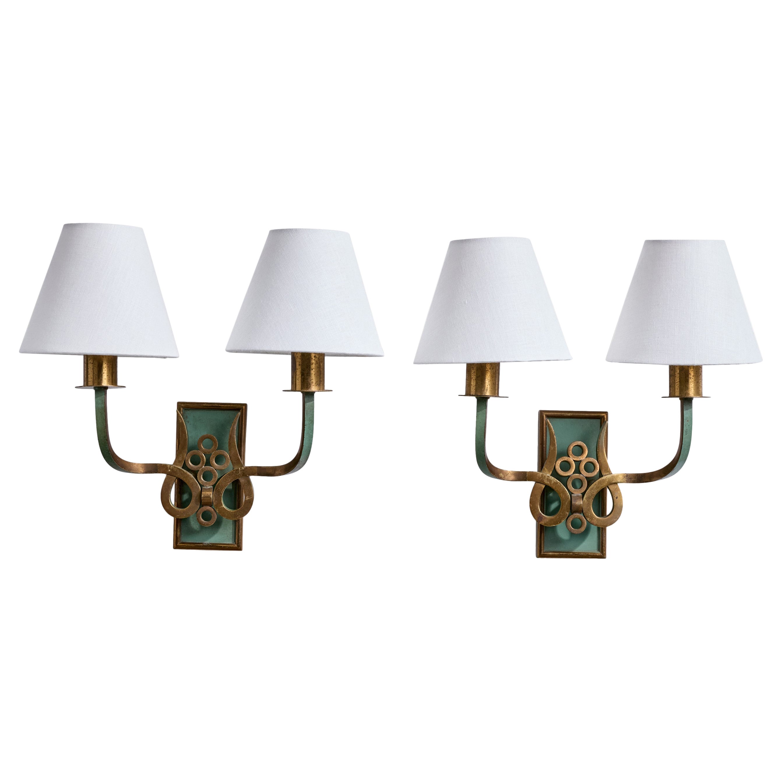 Design/One, Lights, laiton, métal, tissu, Italie, années 1930 en vente