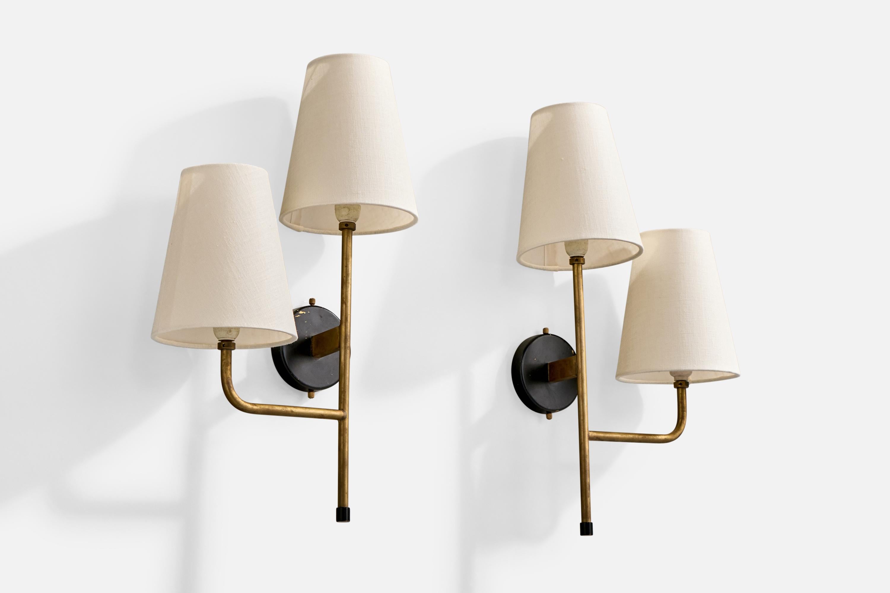 Mid-Century moderno Designer italiano, Luci da parete, Ottone, Metallo, Fabrice, Italia, anni 50 in vendita