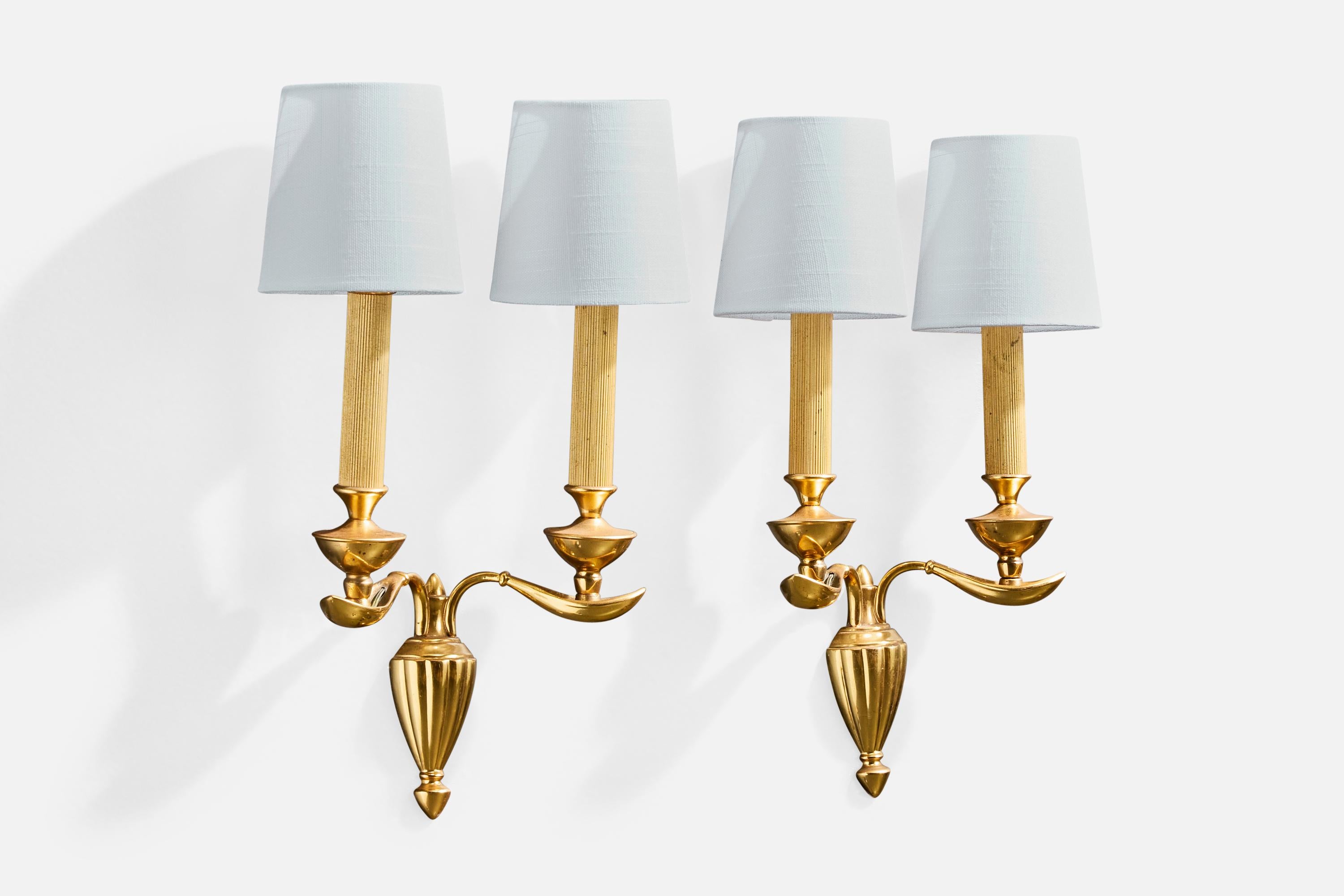 Mid-Century moderno Designer italiano, Luci da parete, Ottone, Metallo, Fabrice, Italia, anni 50 in vendita