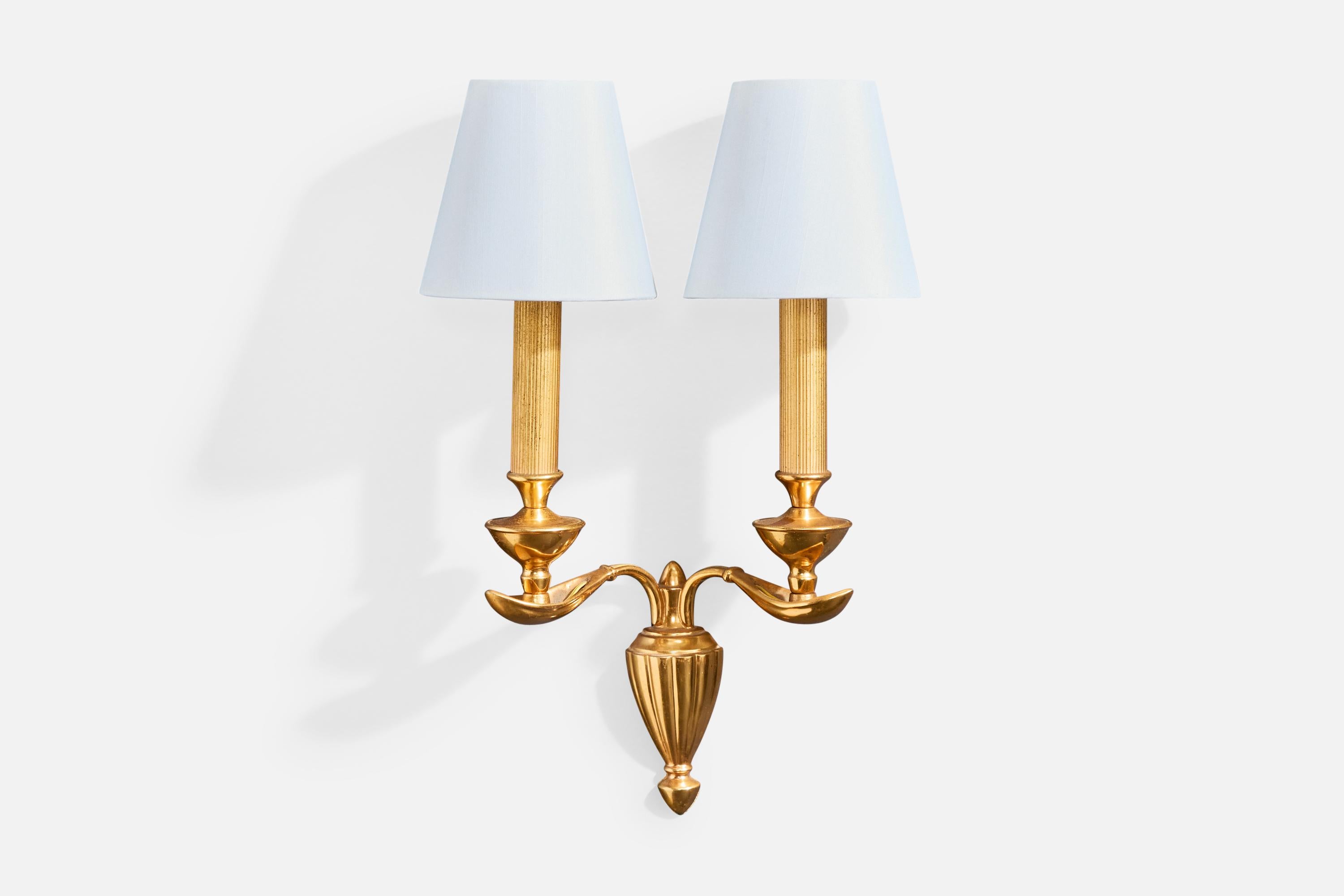 Diseñador italiano, Apliques, Latón, Metal, Tela, Italia, Años 50 Italiano en venta