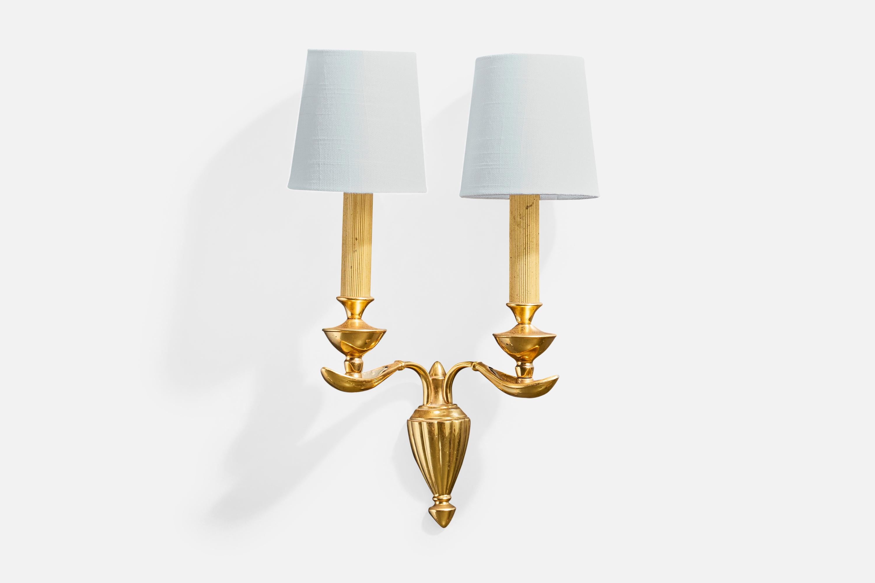 Italiano Designer italiano, Luci da parete, Ottone, Metallo, Fabrice, Italia, anni 50 in vendita