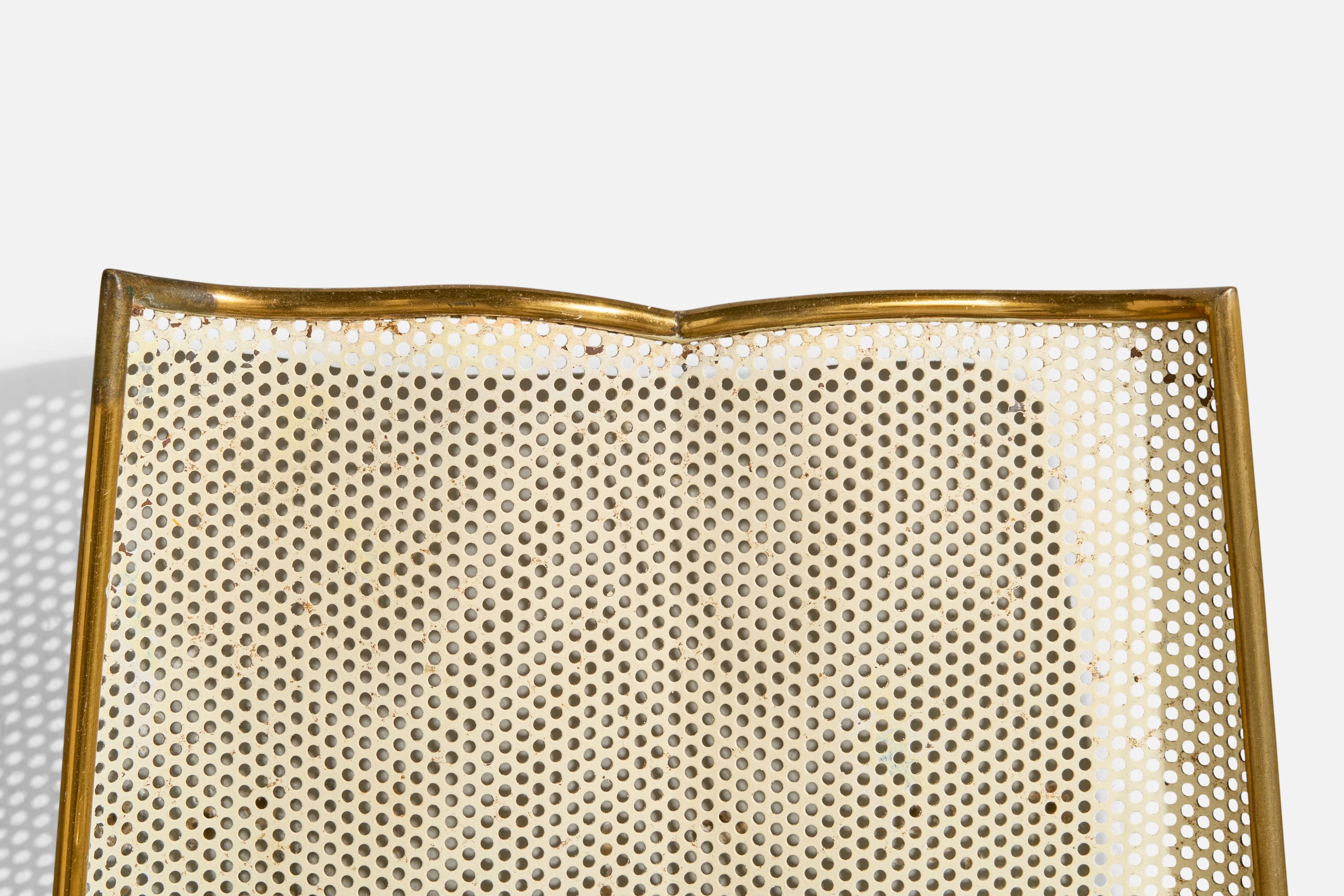 Italian Designer, Wall Lights, Brass, Metal, Fabric, Italy, 1950s For Sale 1